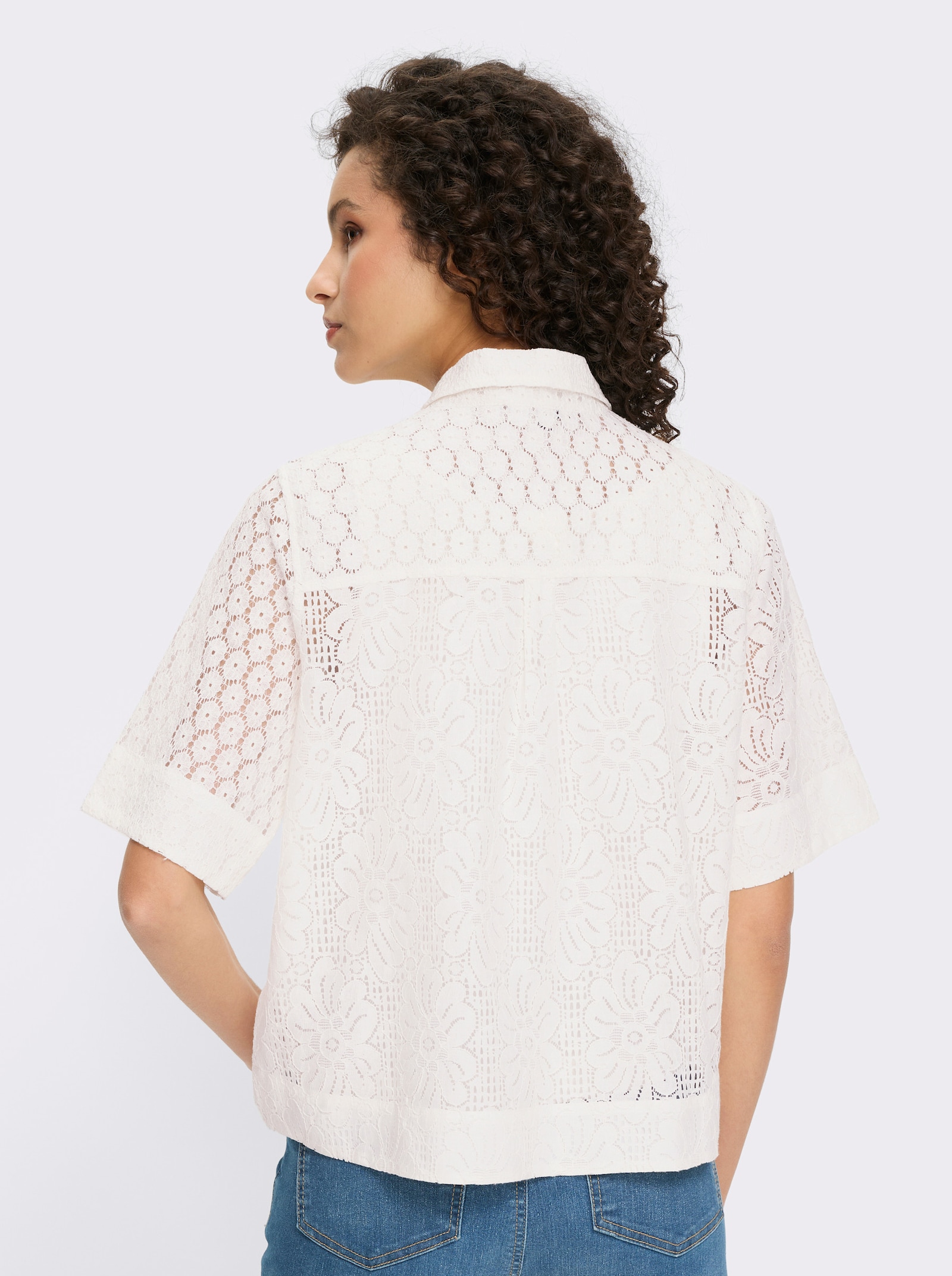 heine Spitzenbluse mit transparentem Oberstoff - ecru