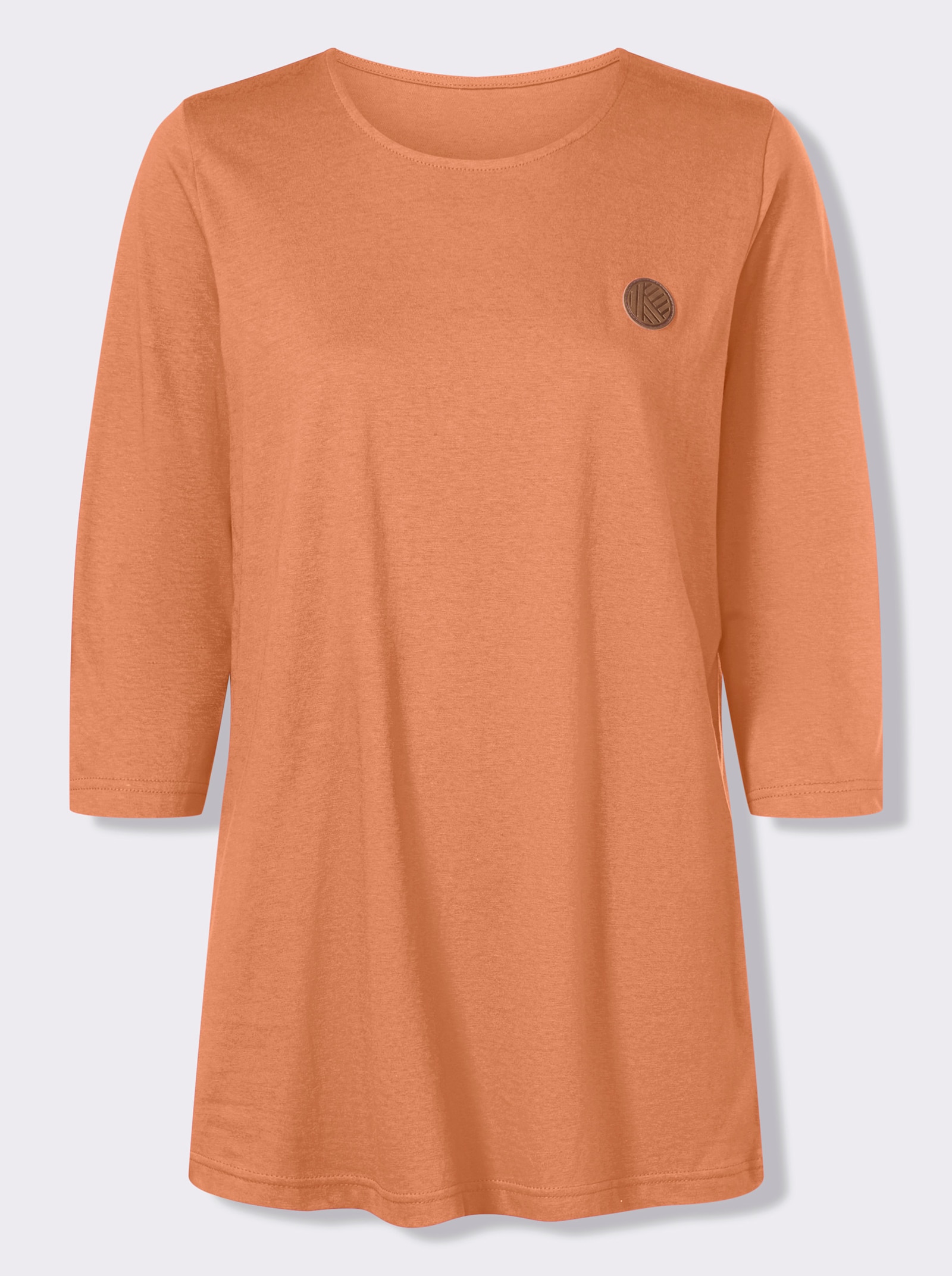 Longshirt mit Patch in Leder-Optik - papaya