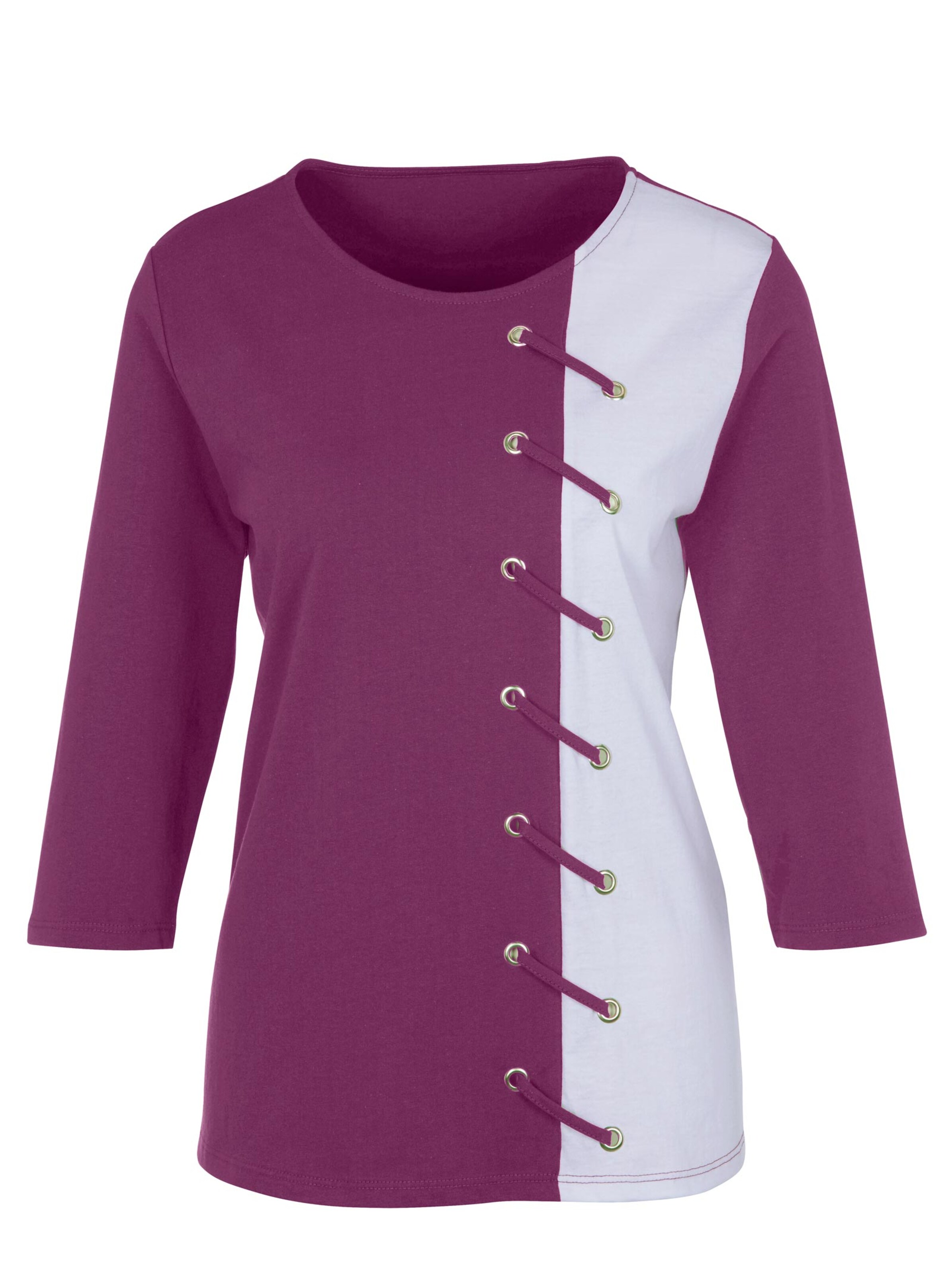 Shirt - dunkelmagenta-weiß