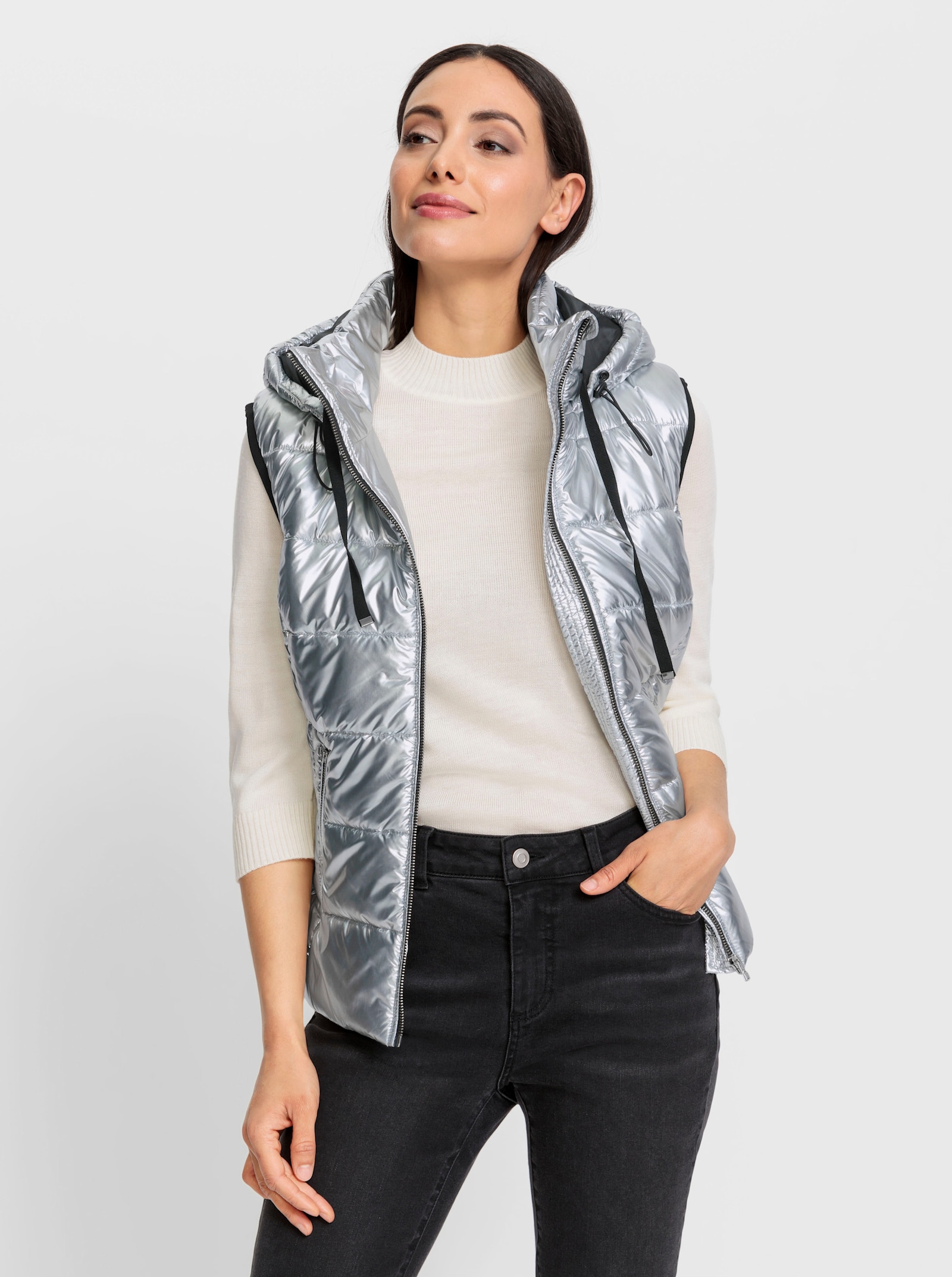 heine Gilet met wattering - zilverkleur