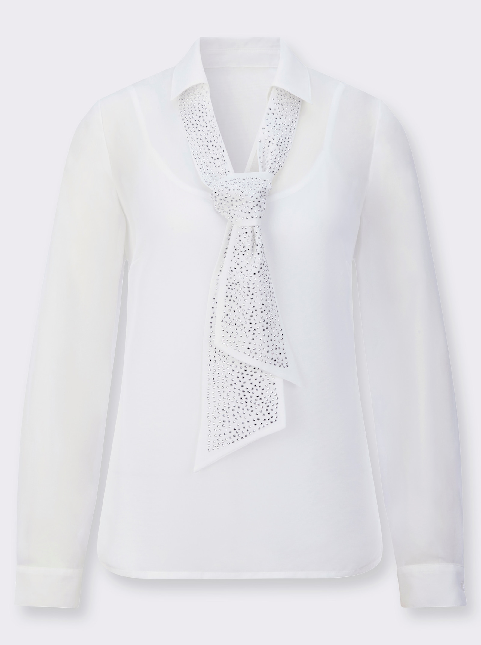 Schluppenbluse mit einknöpfbarem Jersey-Top - ecru