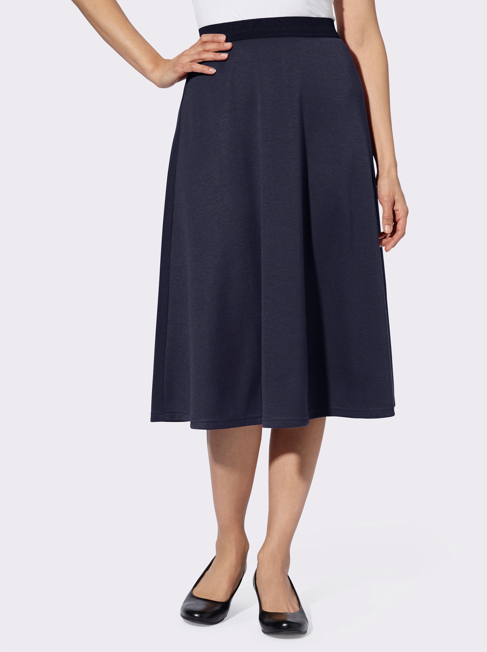 Jerseyrock mit Kontrastbund - marine + jeansblau