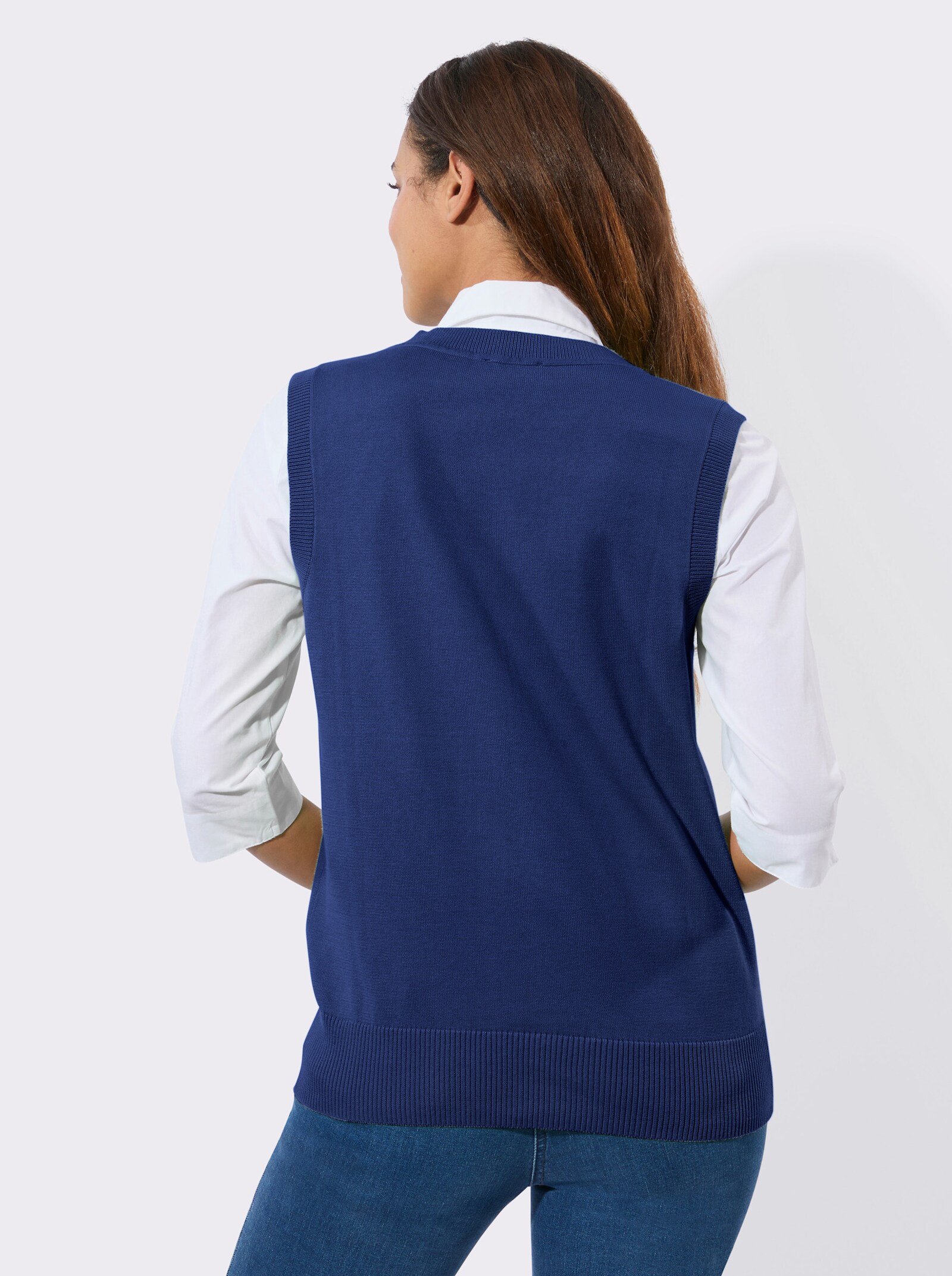 Pullunder mit gerippten Abschlüssen - royalblau