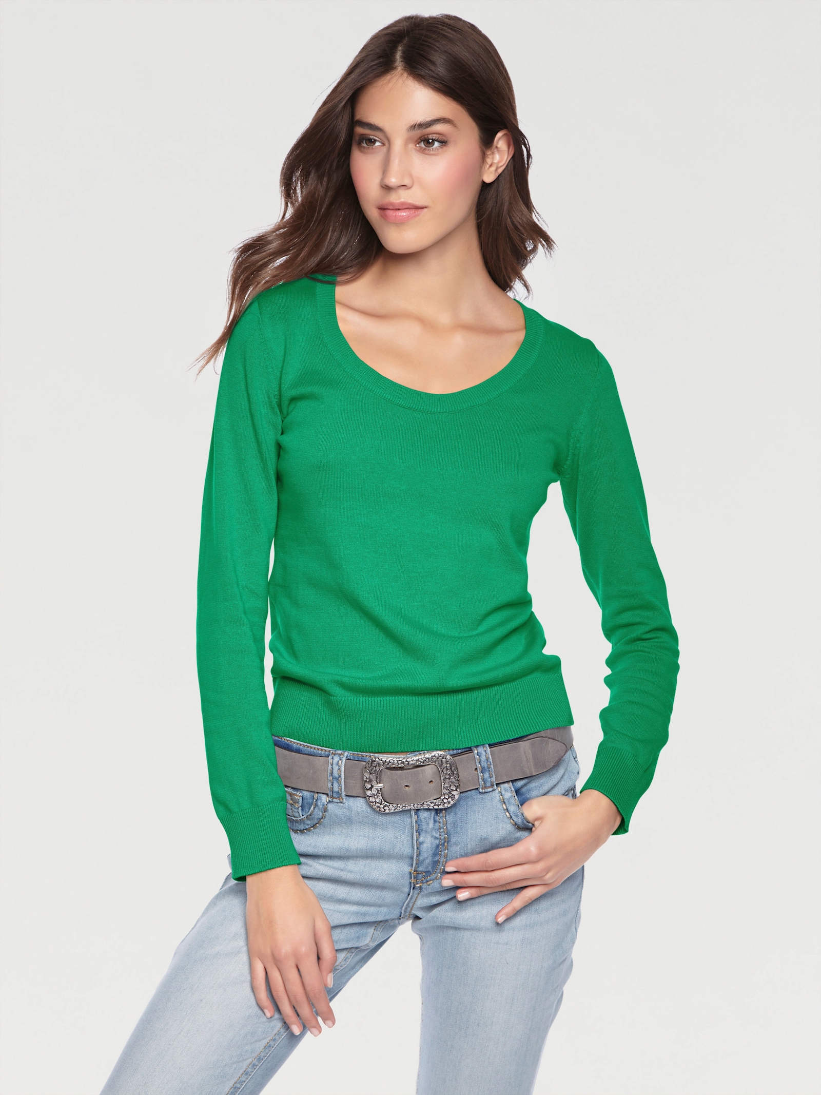 heine Rundhalspullover aus Feinstrick - grün