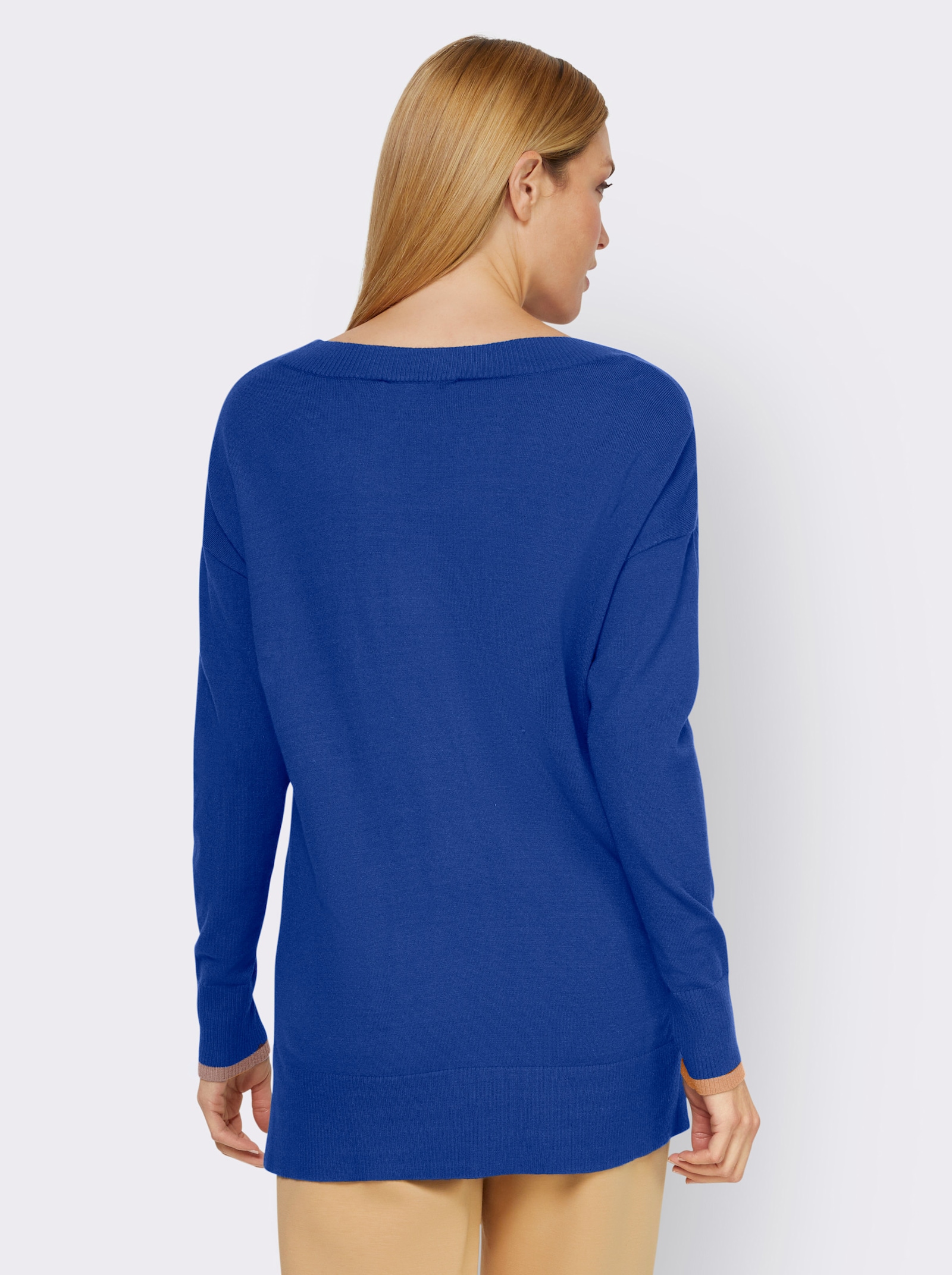 heine Feinstrickpullover mit Schriftzug - royalblau