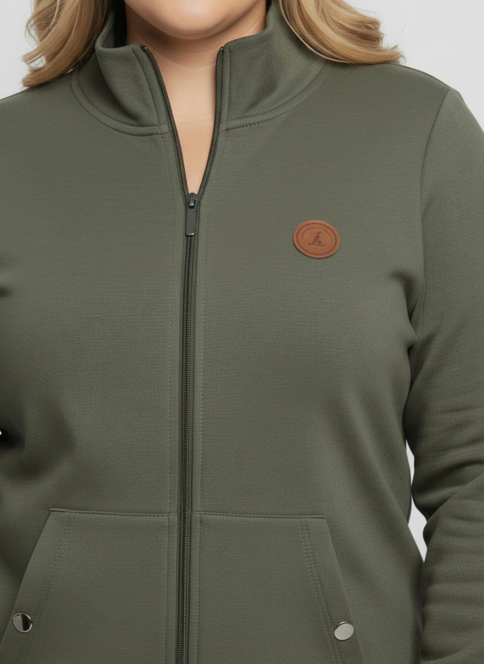 Shirtjacke mit Känguru-Taschen - khaki