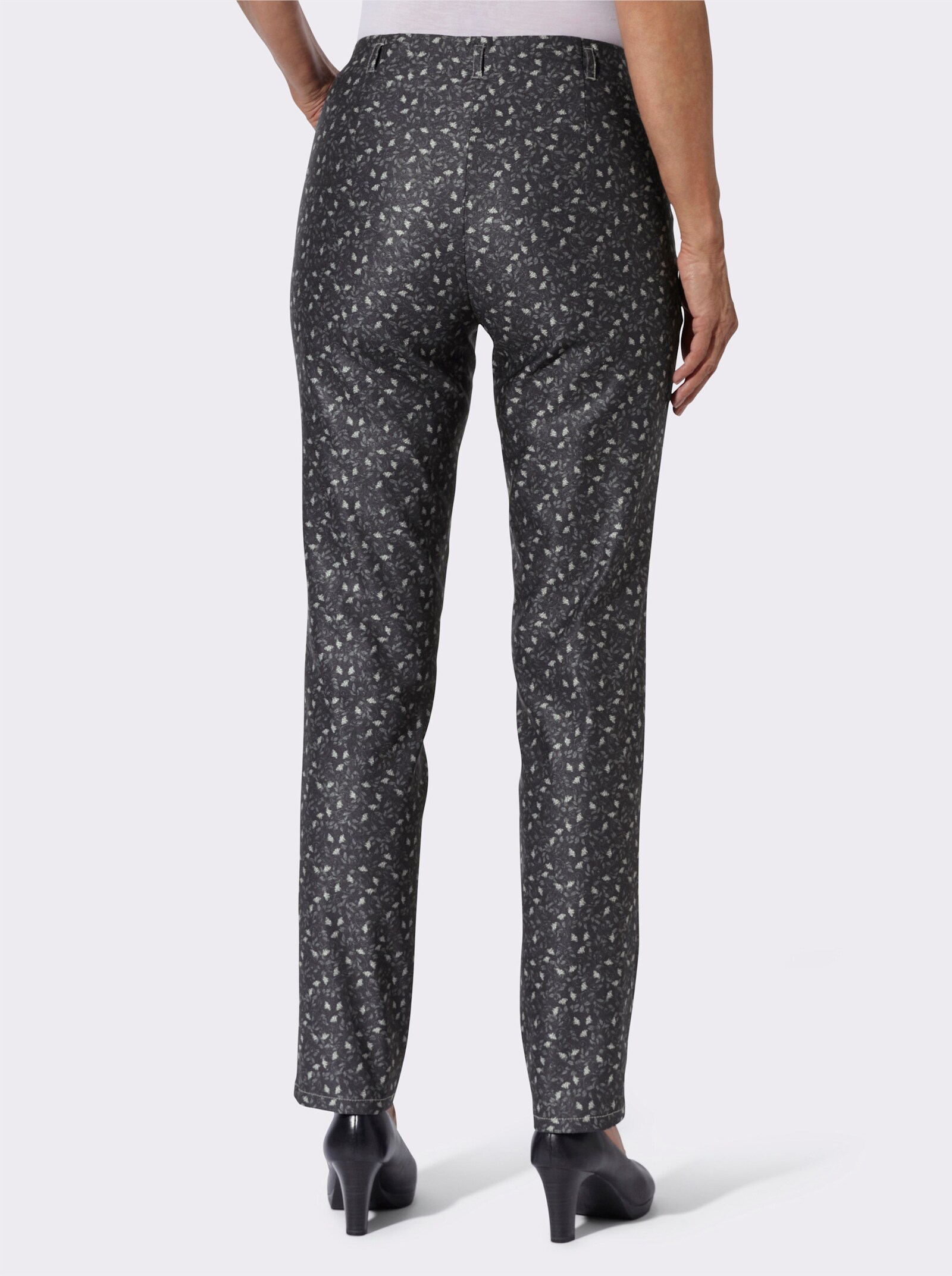 Cosma Schlupfhose mit Blüten- und Blätterdruck - schwarz-bedruckt