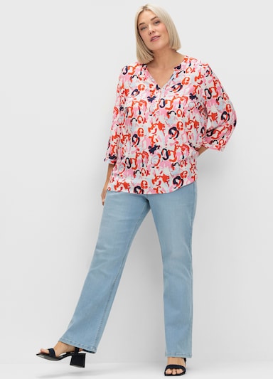 sheego Tunika - tiefblau+pink gemustert
