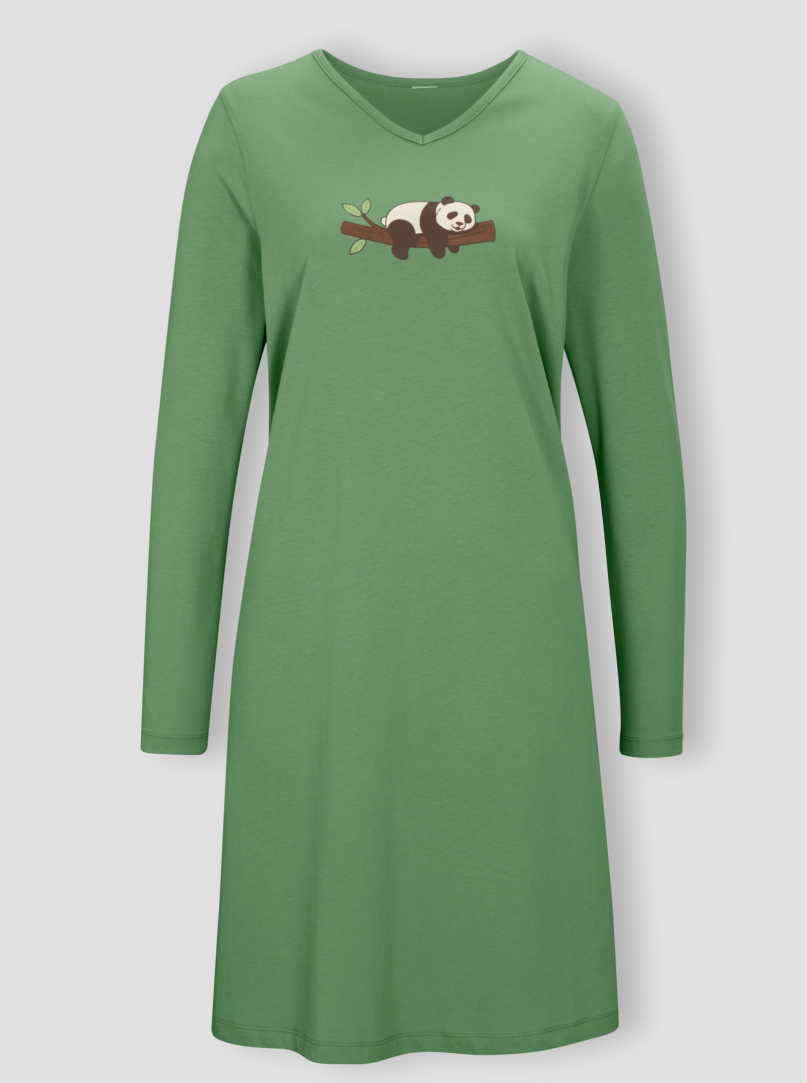 Nachthemden mit platziertem Panda-Print - ecru + apfel