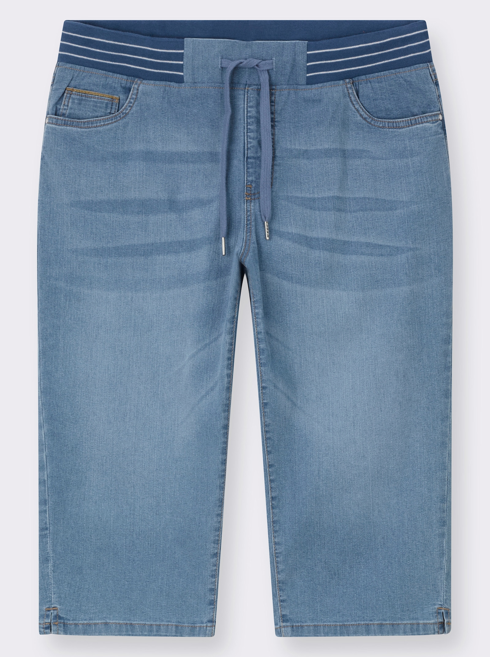 Caprijeans mit Rundum-Dehnbund - blue-bleached