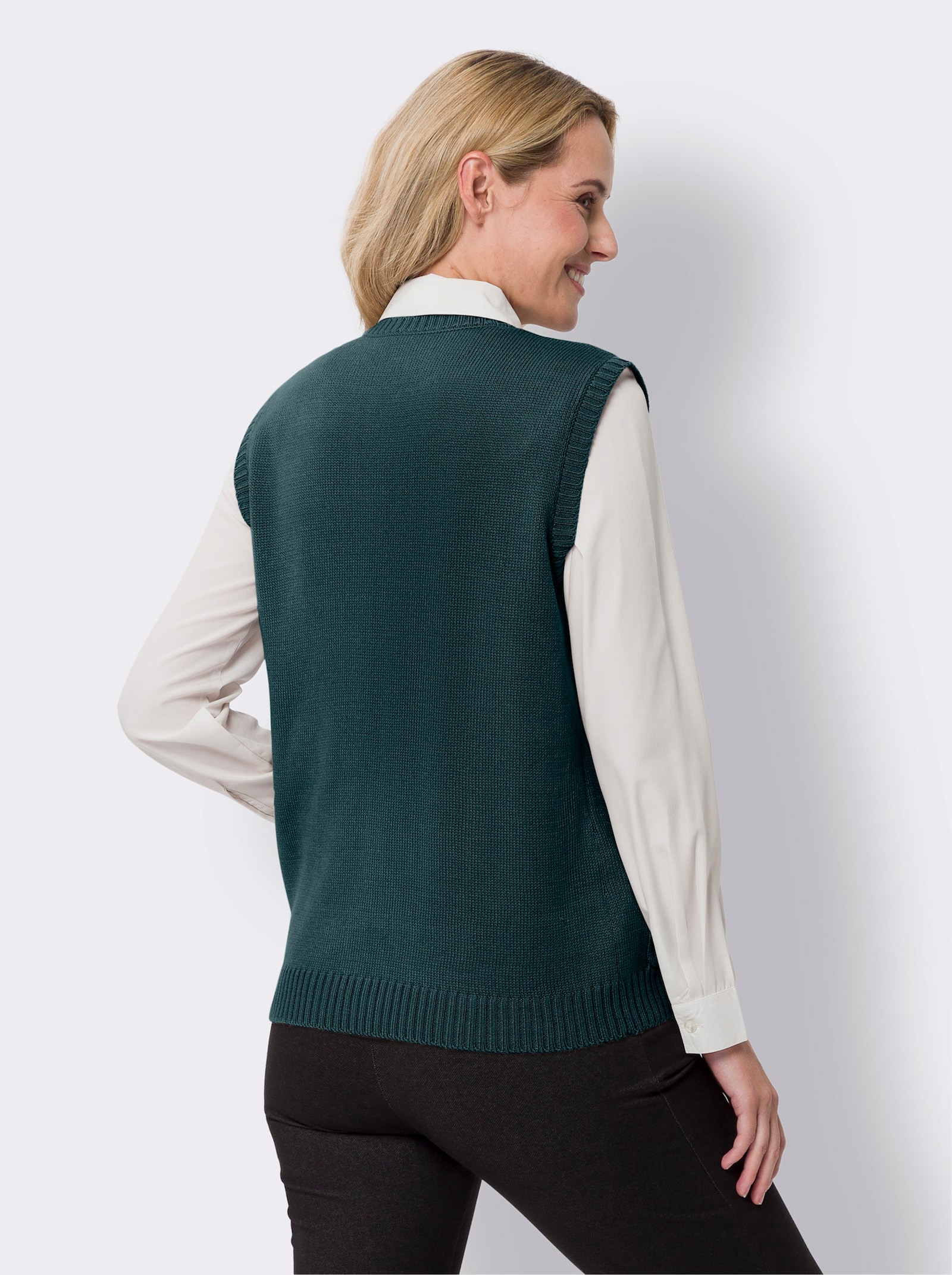 Slipover med påsydda fickor - petrol