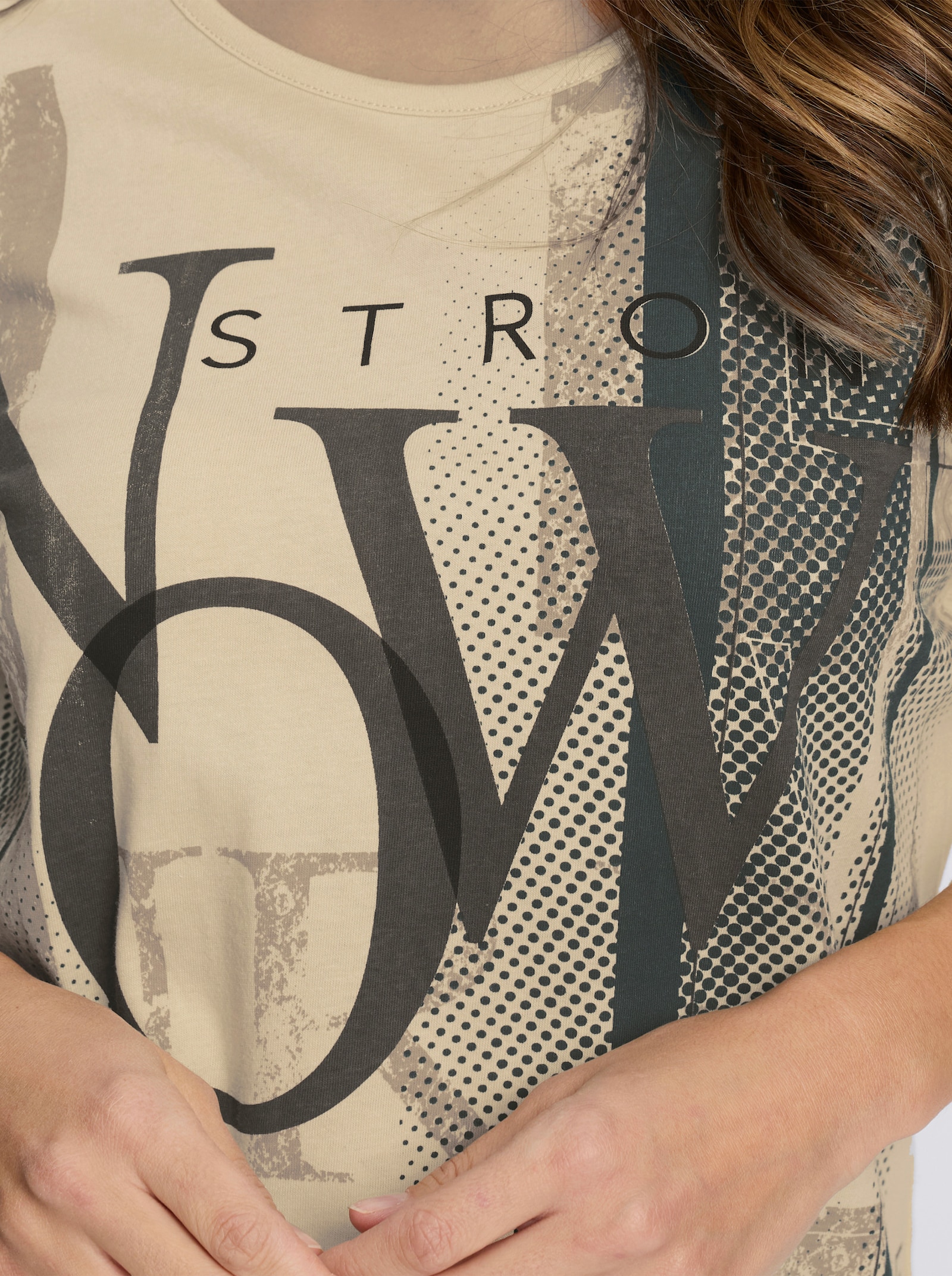 3/4-Arm-Shirt mit Lettering-Druck - sand-petrol-bedruckt