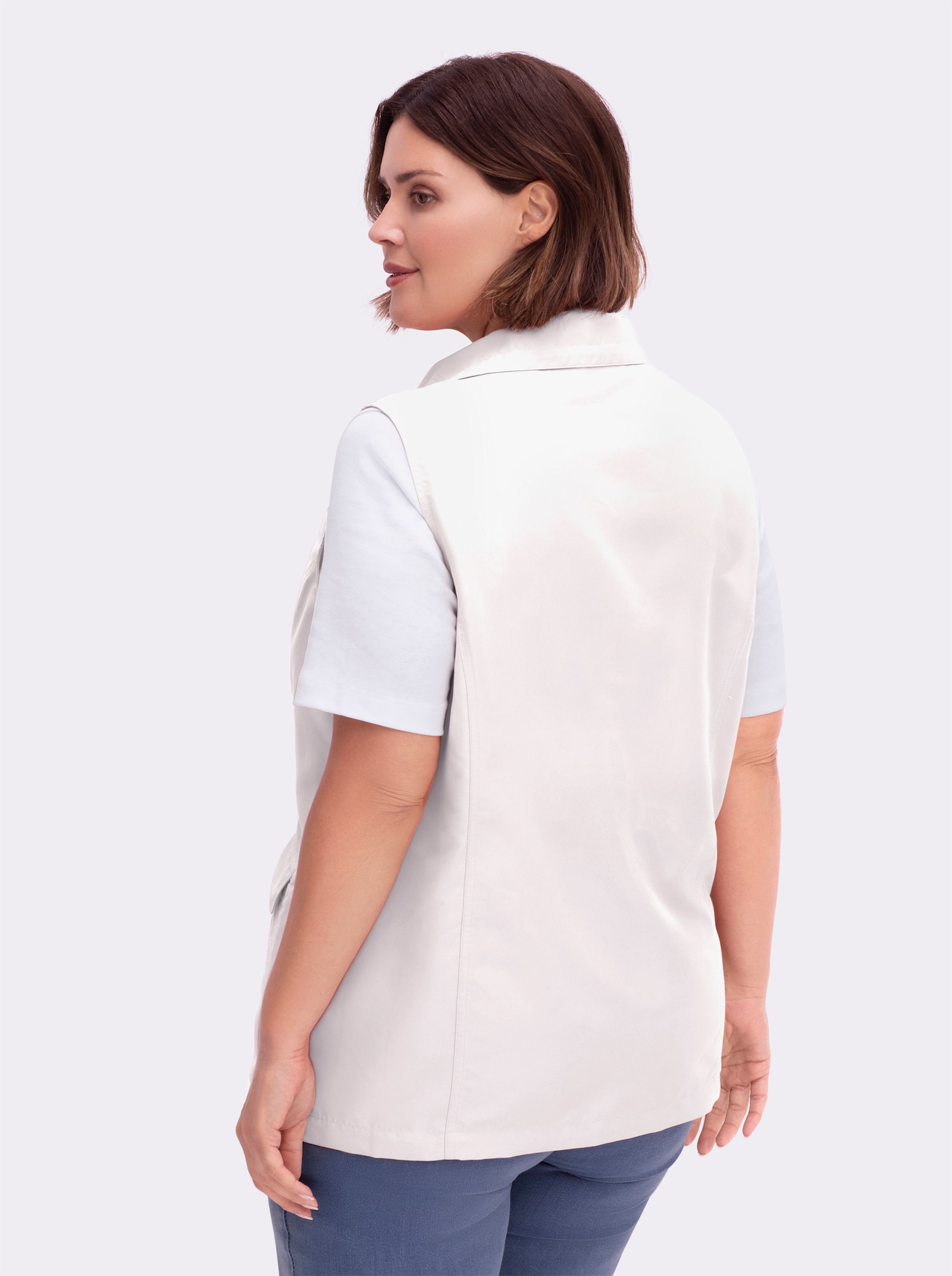 Longweste aus Microfaser - ecru