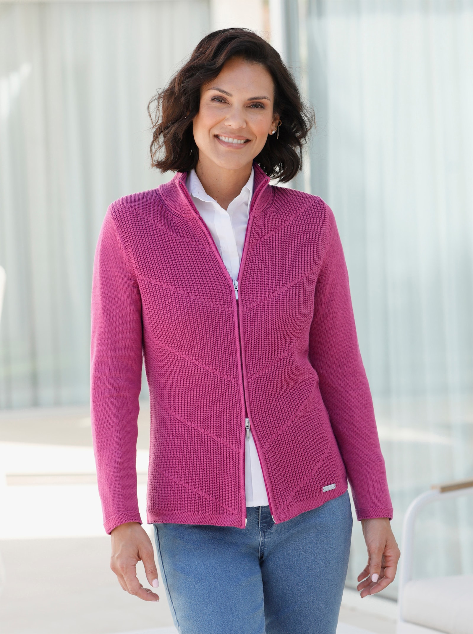 Strickjacke mit 2-Wege-Zipper - erika