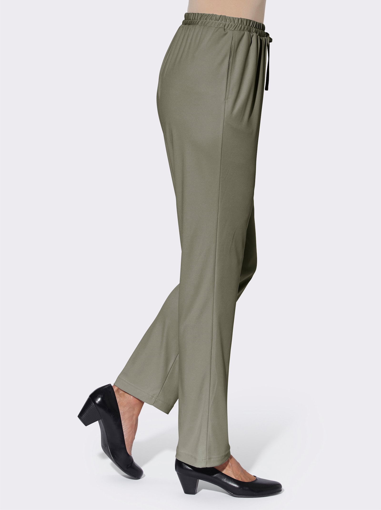 Jerseyhose mit Bindeband - khaki