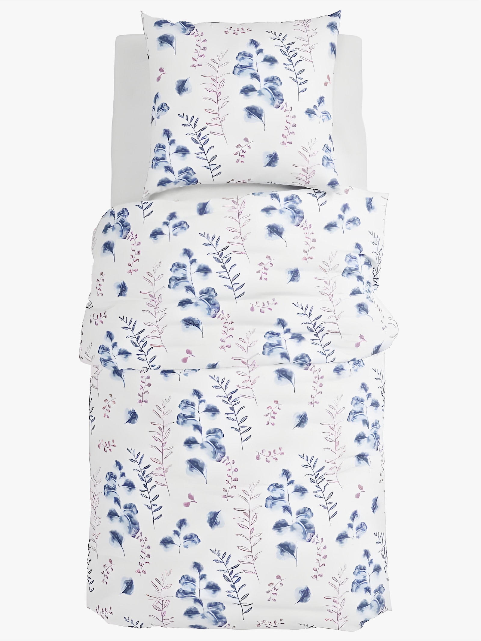 Grund Wendebettwäsche - weiß-blau-bedruckt