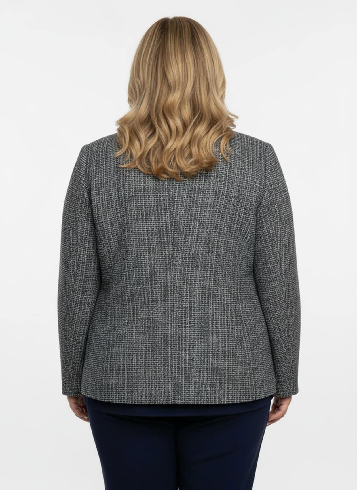 Bouclé-Blazer mit Effektgarn - marine-meliert