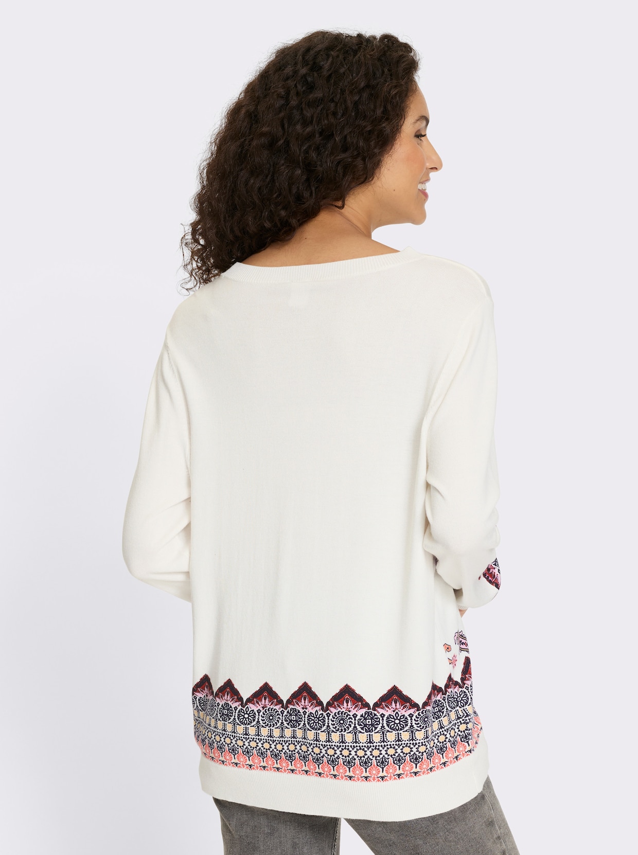 heine Feinstrickpullover - ecru-rosenholz-bedruckt