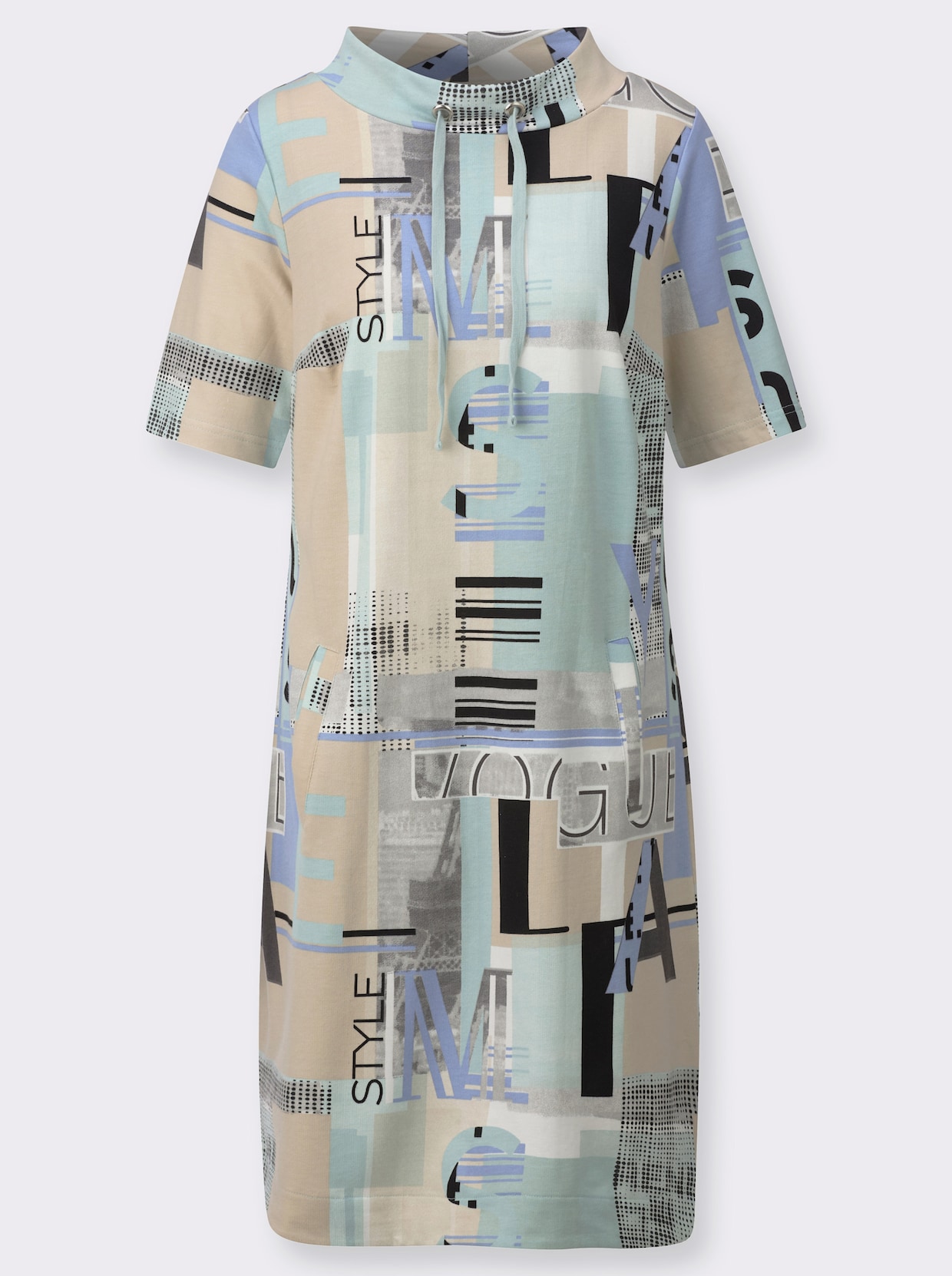Jerseykleid mit Lettering-Print - bleu-sand-bedruckt