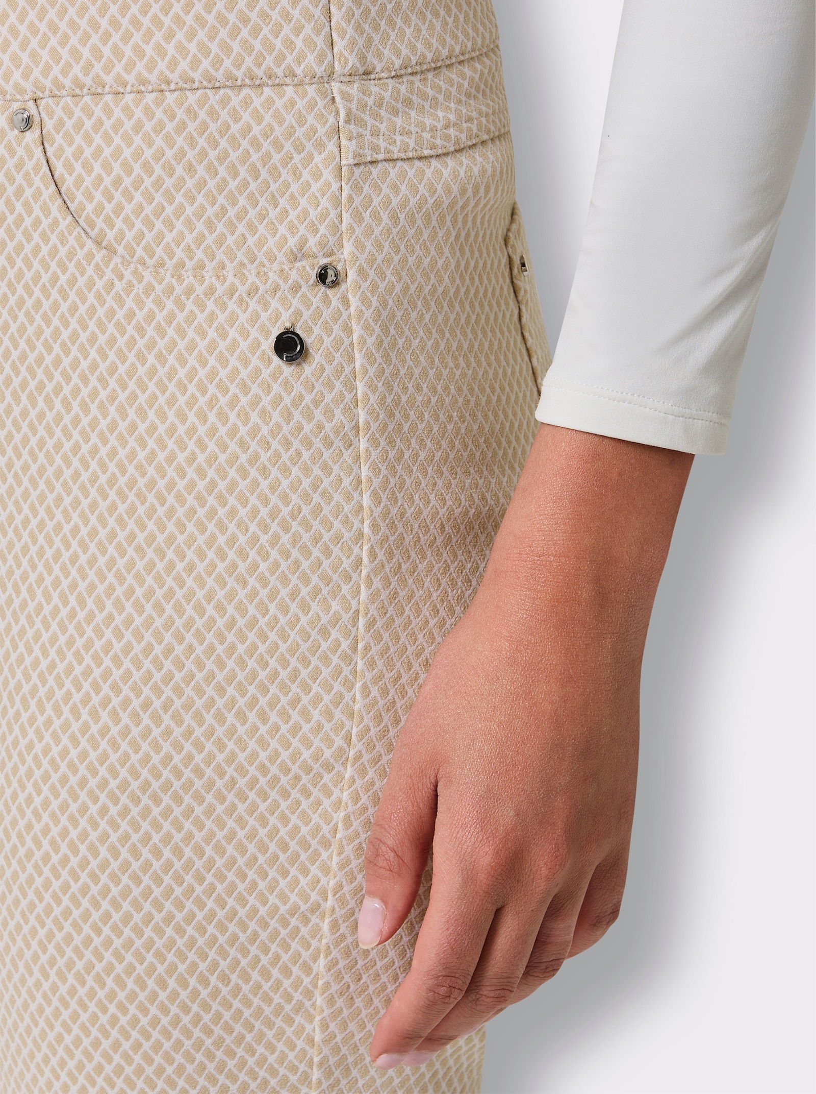 CREATION L PREMIUM Schlupfhose mit Jacquardmuster - sand-weiß-gemustert