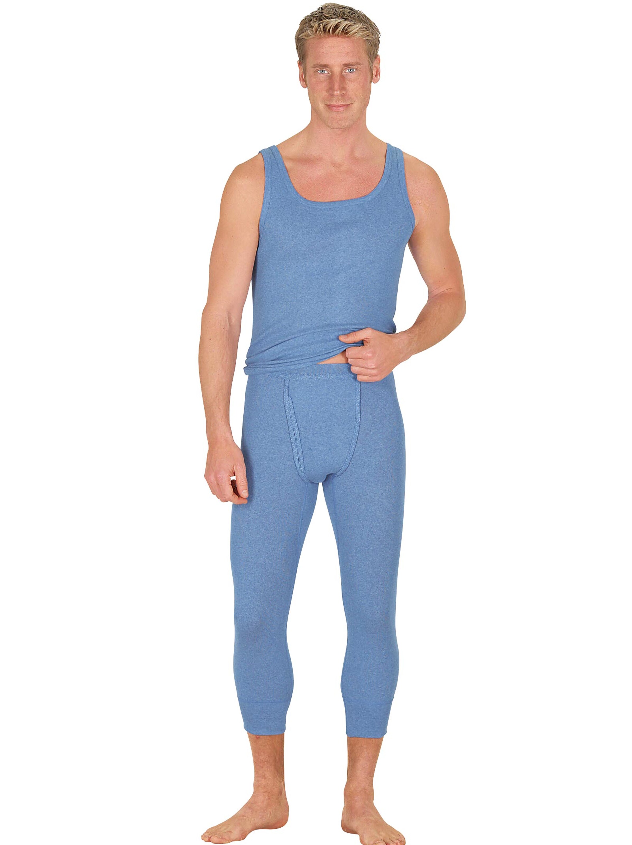 Hose 3/4-lang - hellblau-meliert