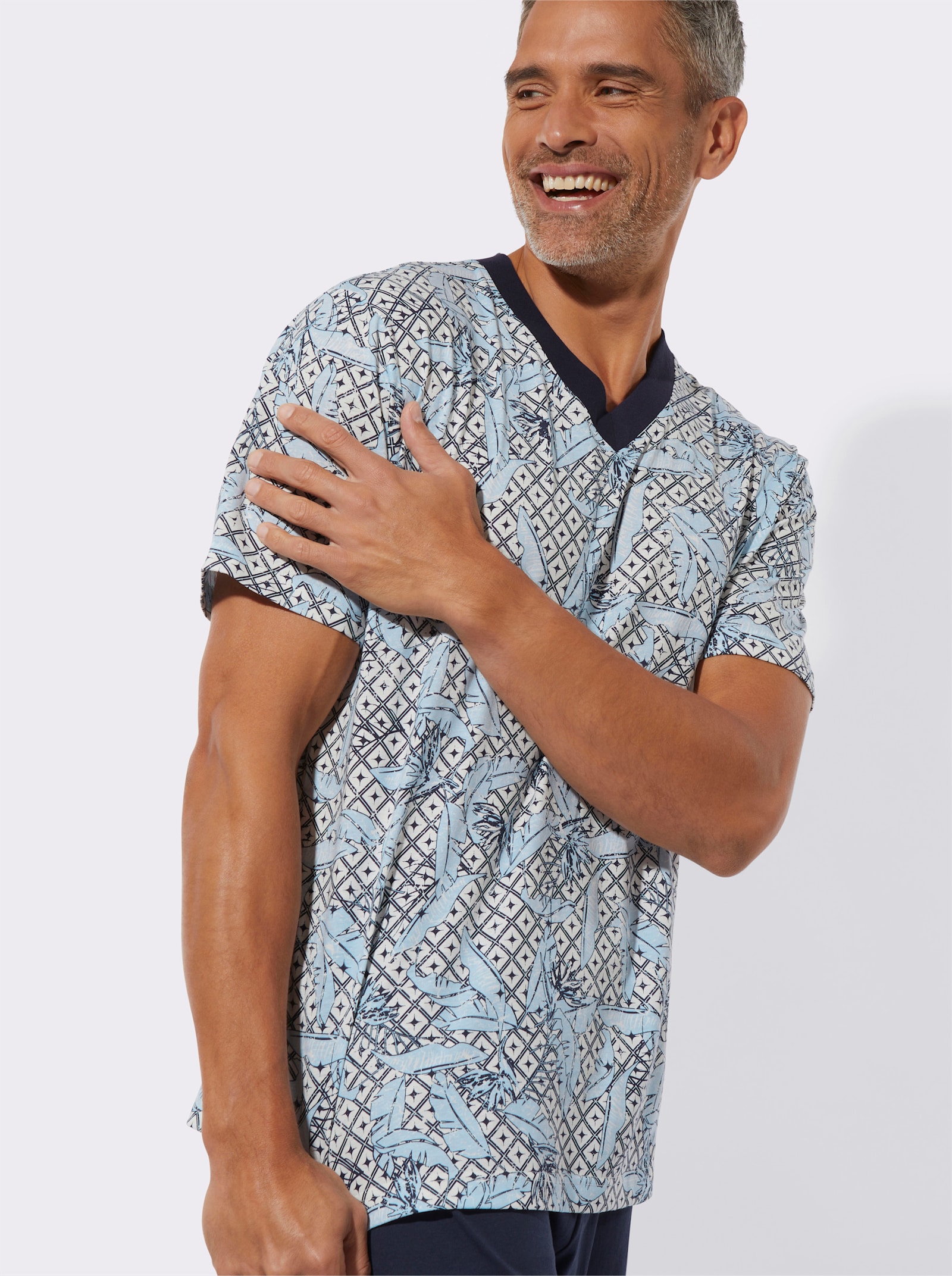 Shorty - eisblau-marine-bedruckt