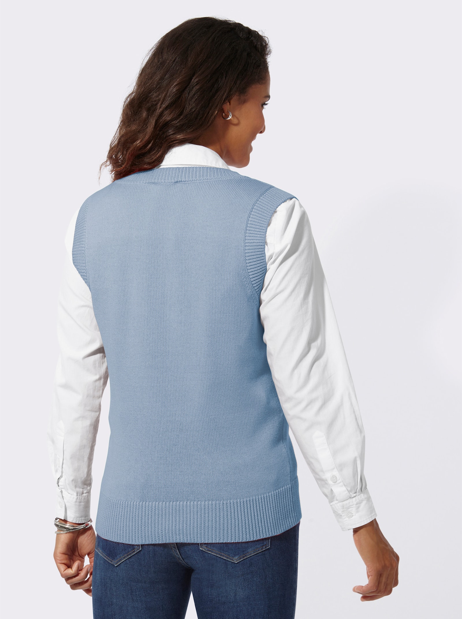 Pullunder mit Ripp-Abschlüssen - eisblau
