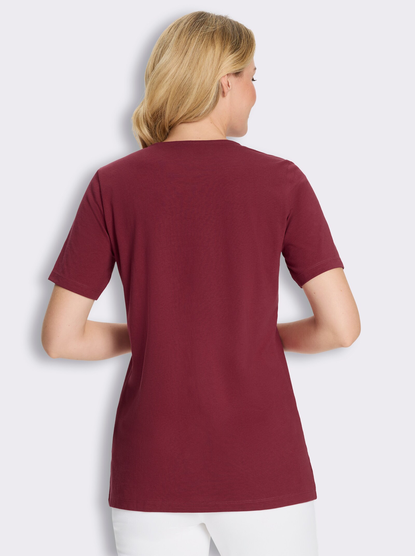 Longshirt mit Dekoknöpfen - dunkelrot