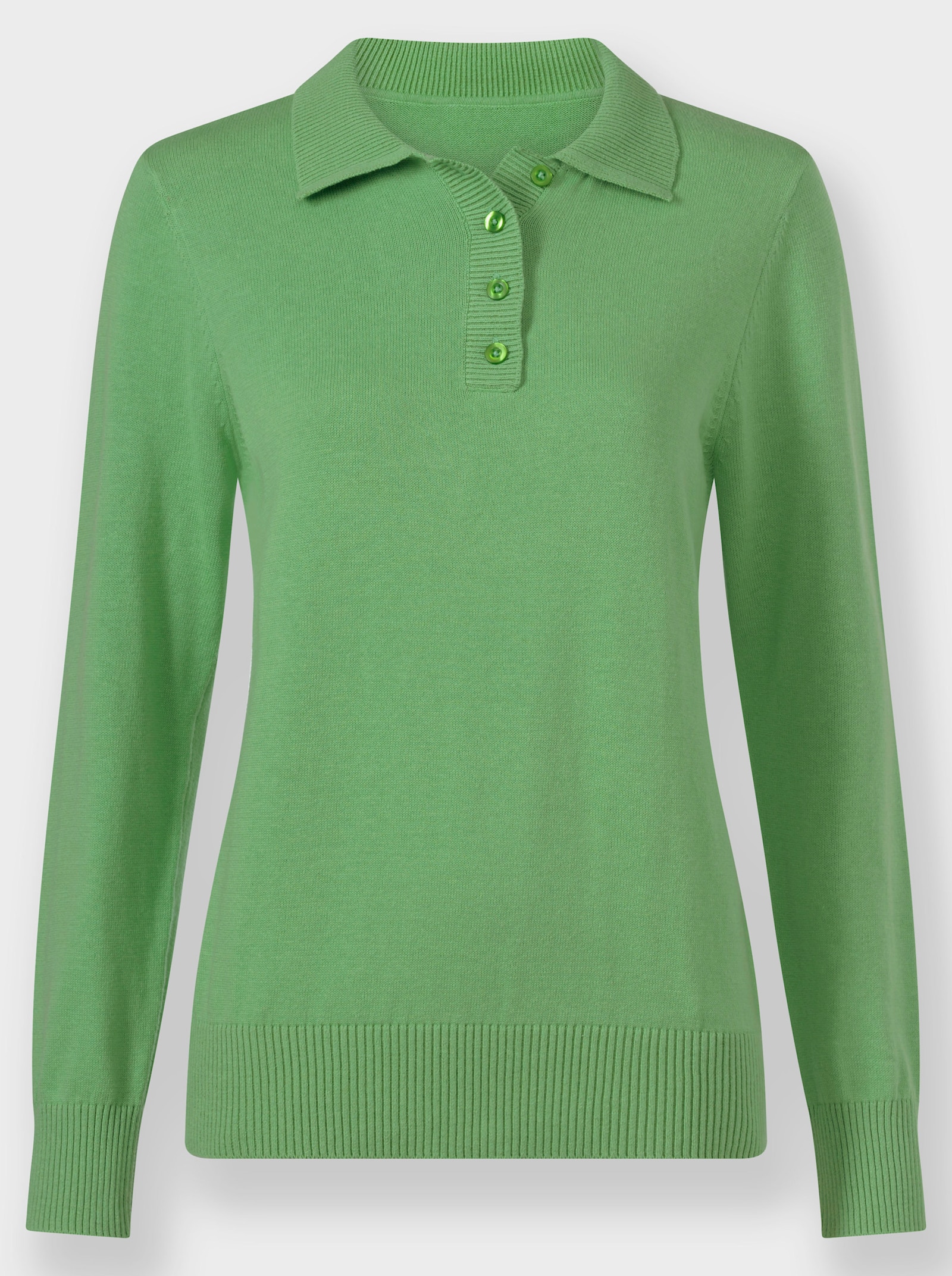 Polopullover mit kurzer Knopfleiste - apfel