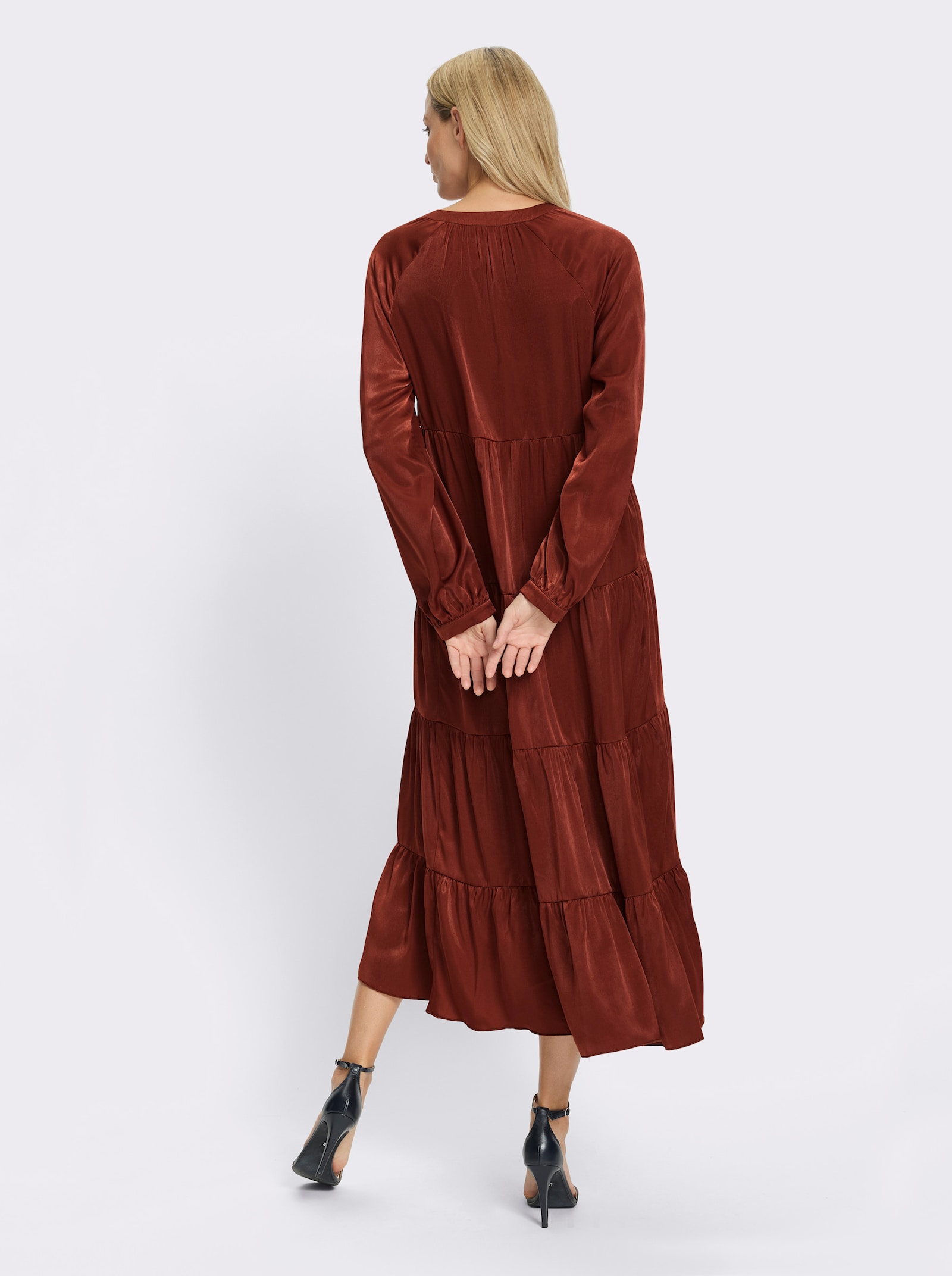 heine Robe tissée en mélange doux de viscose - marron rouge