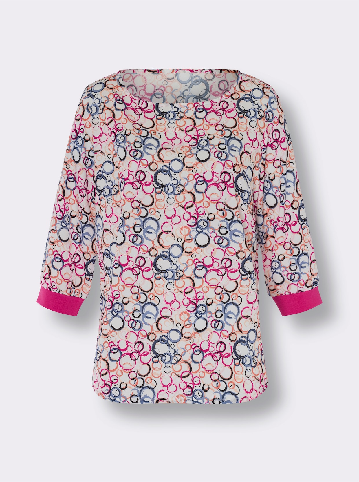 Comfortabele blouse - ecru/fuchsia geprint