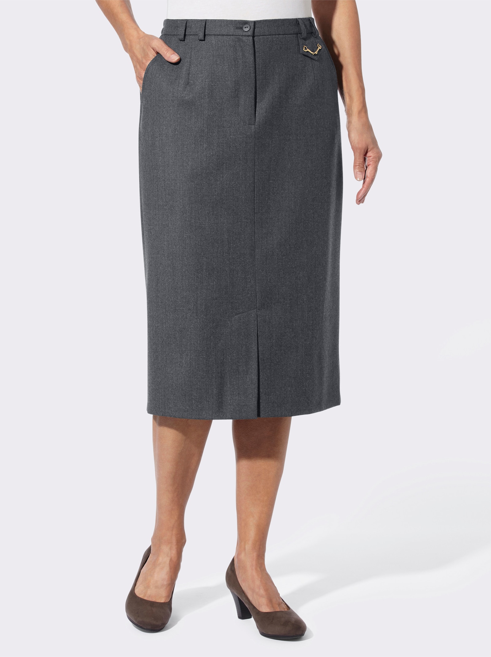 Webrock mit Deko-Patte - dunkelgrau-meliert