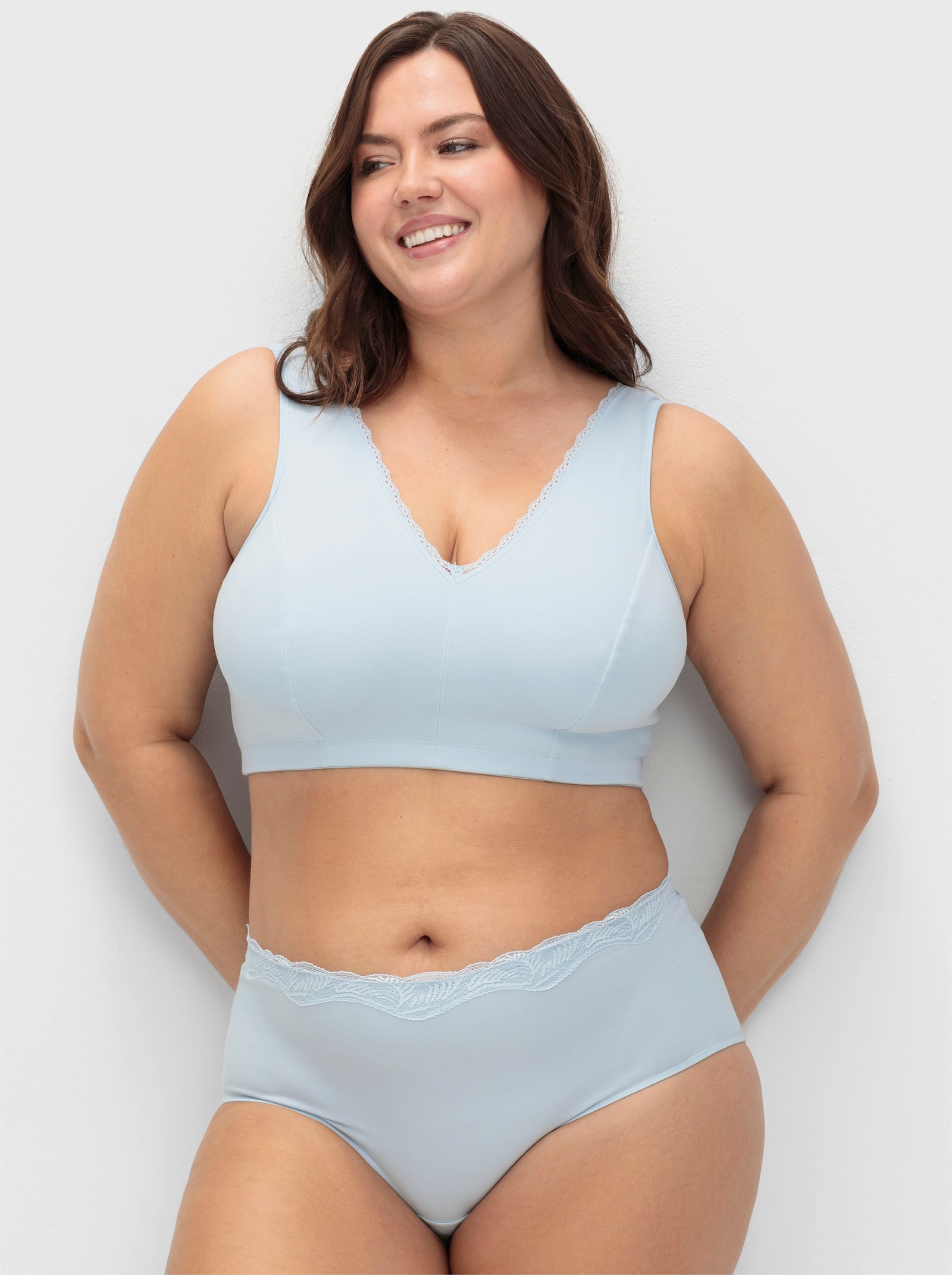 sheego Beugelloze beha in bustiermodel, in set van 2 - marine + lichtblauw