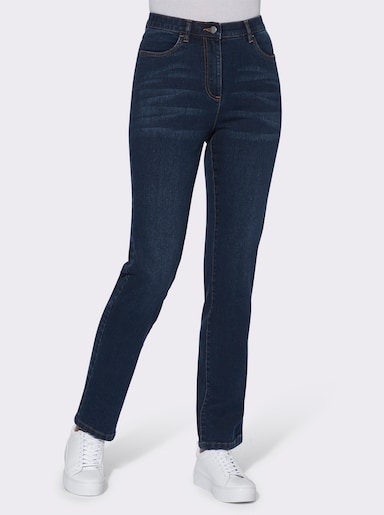 High-waist-Jeans mit innenliegendem Dehnbund - dark blue