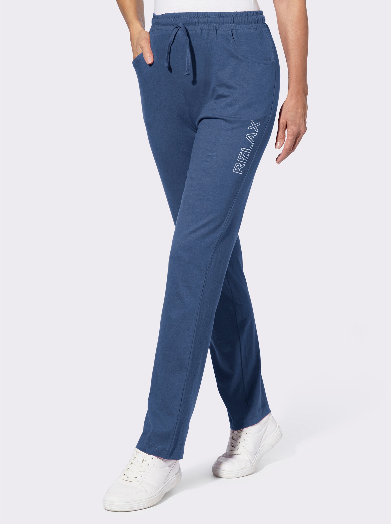 Freizeithose mit platziertem Druck - jeansblau