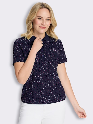 Poloshirt im Tupfen-Dessin - marine-fuchsia-getupft