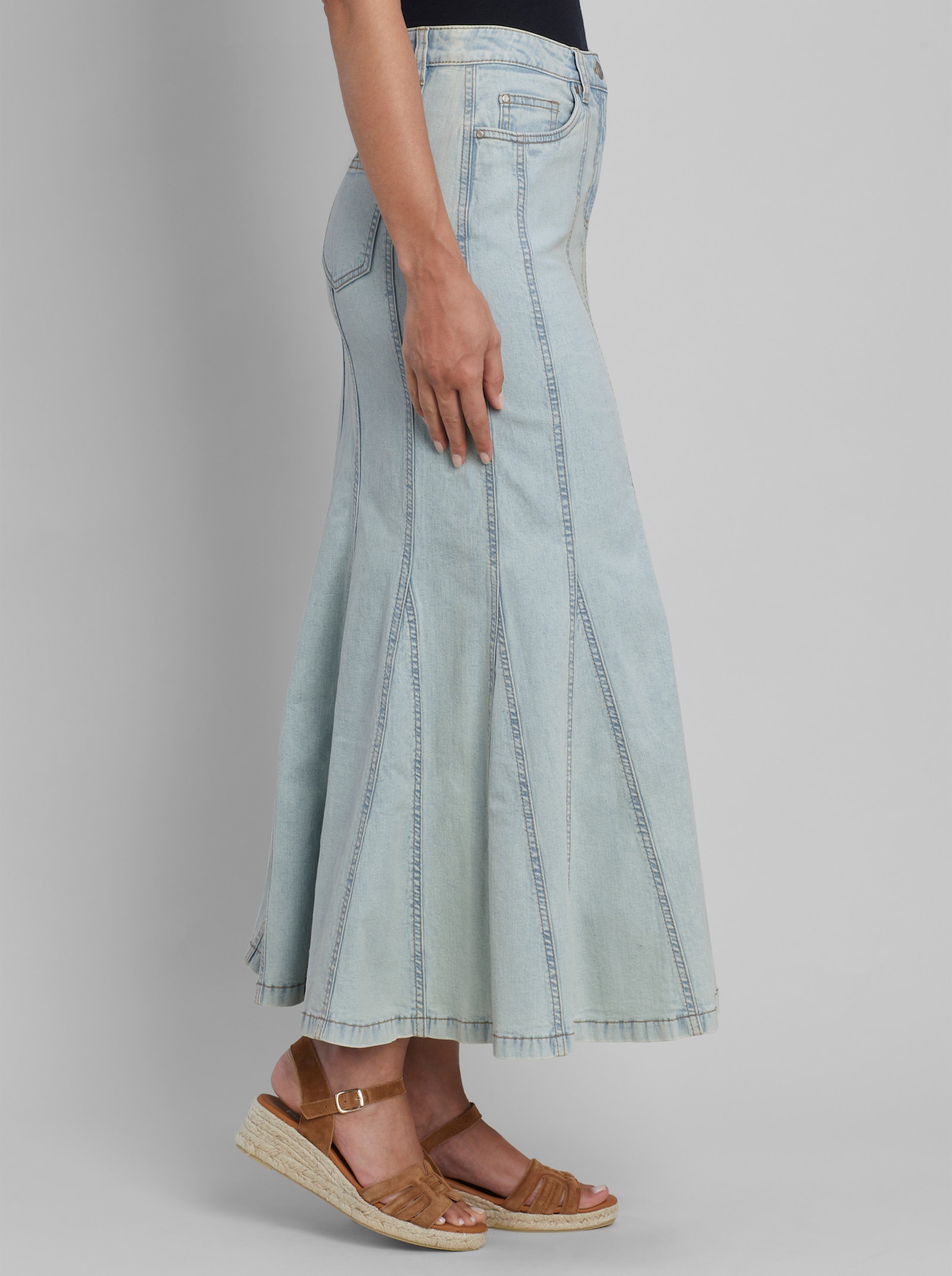 heine Jeansrock in Godet-Form - blue-bleached