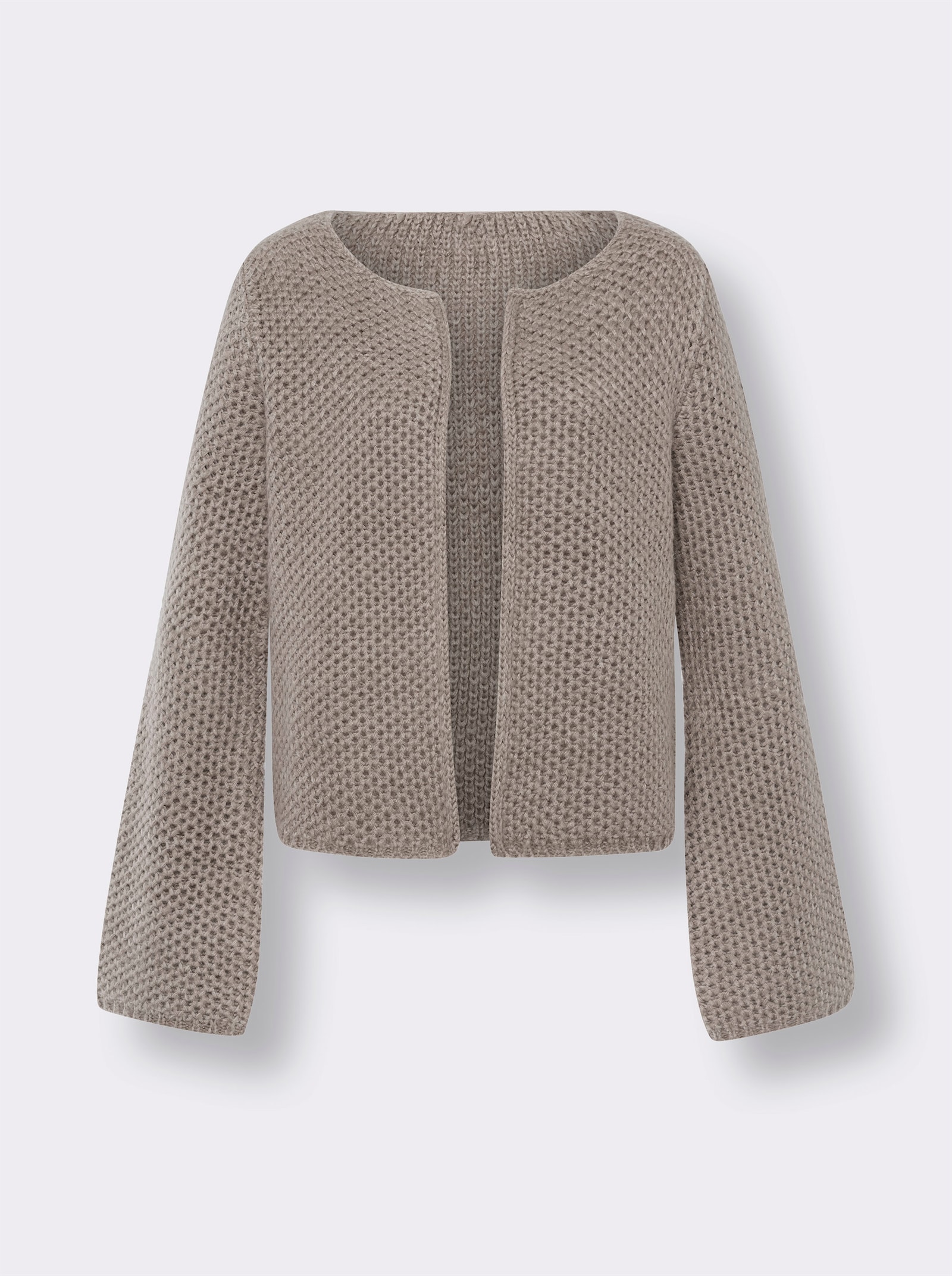 heine Strickjacke mit Trompeten-Ärmeln - sesam-meliert