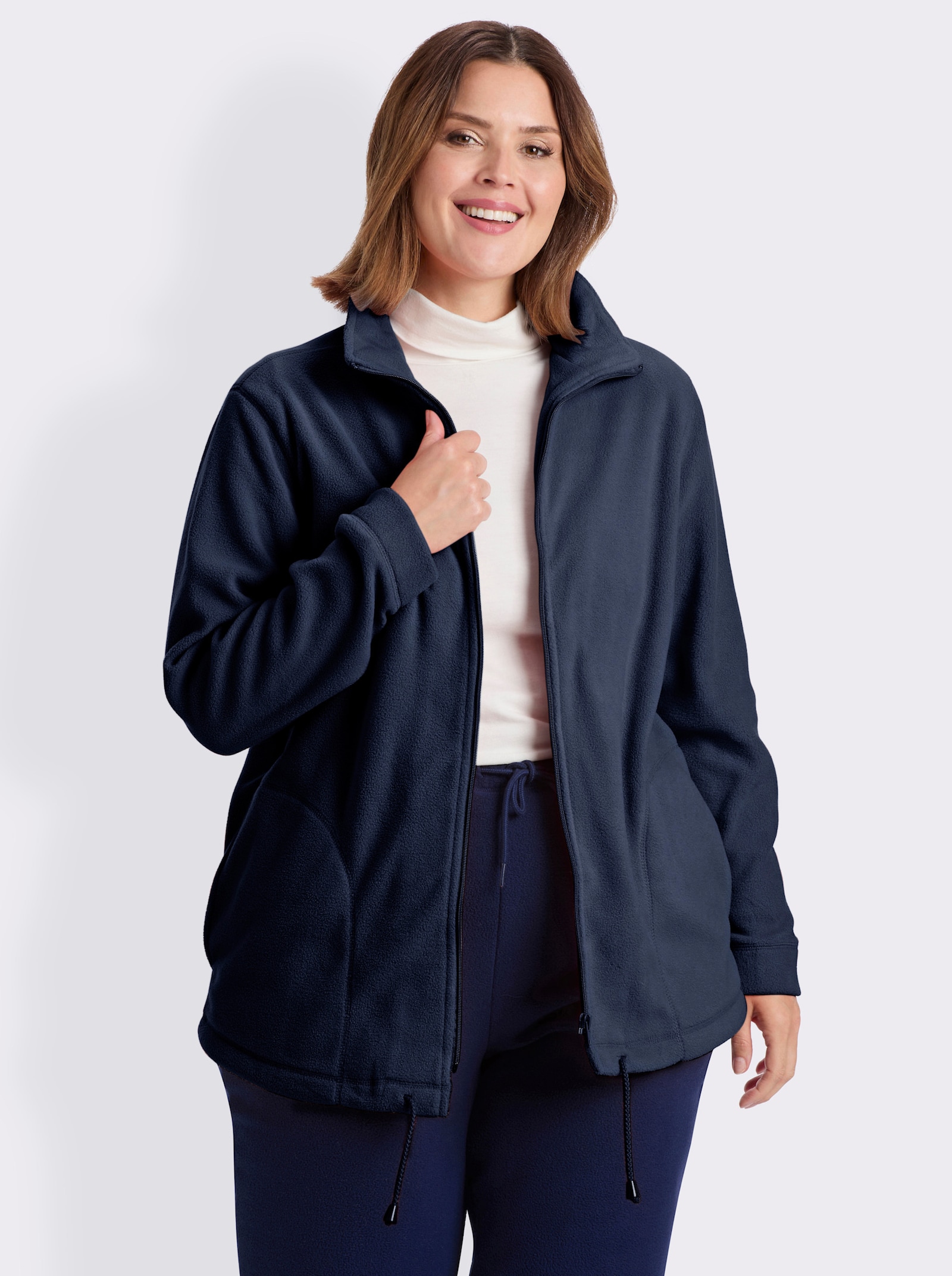 Fleecejacke Kordeldurchzug am Saum - marine