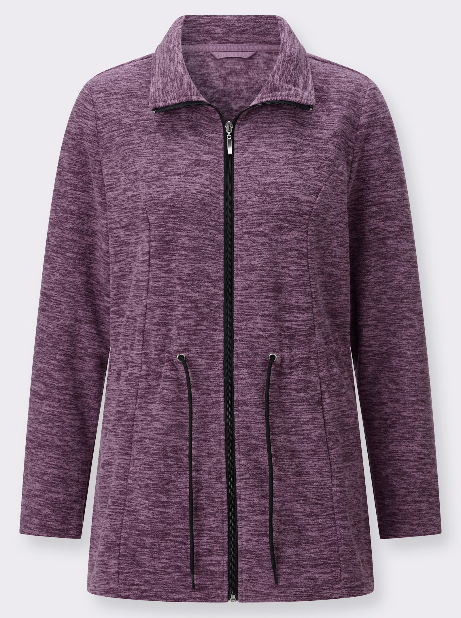 Fleecejacke in Longform - traube-orchidee-meliert
