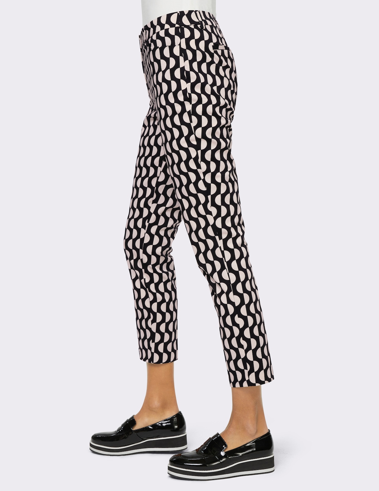 heine Broek met print - zwart/ecru geprint