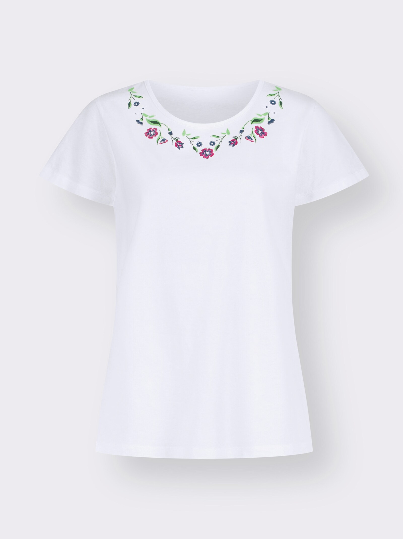 Shirt met korte mouwen en bloemenprint - wit