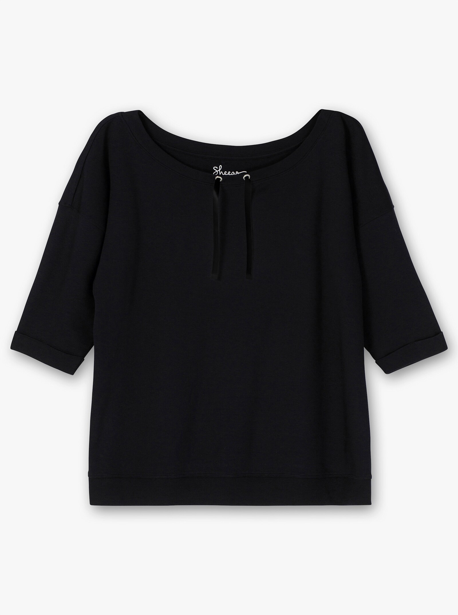 sheego Oversize-Shirt mit Bindebändern - schwarz