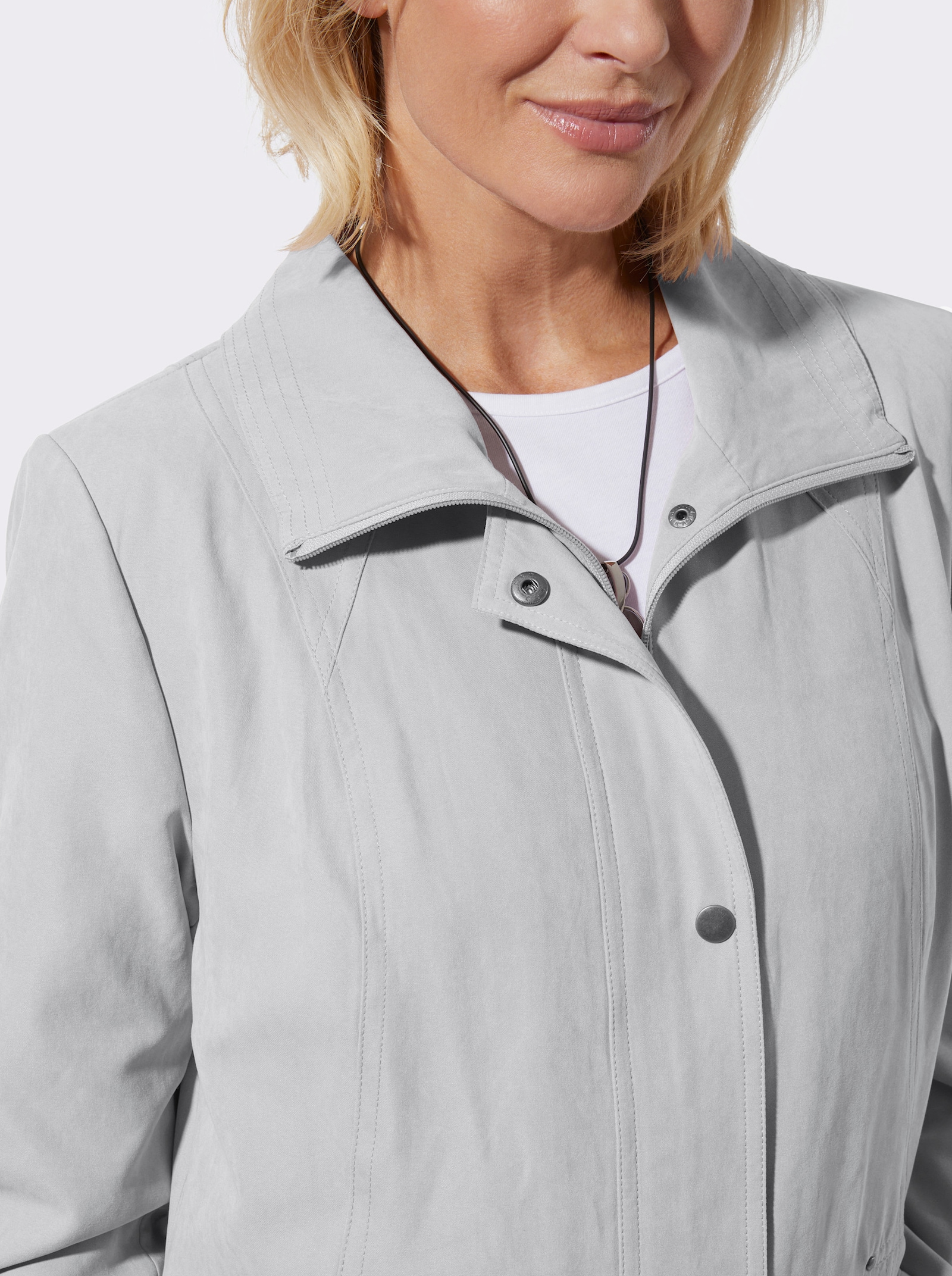 Übergangsjacke in Veloursleder-Optik - hellgrau