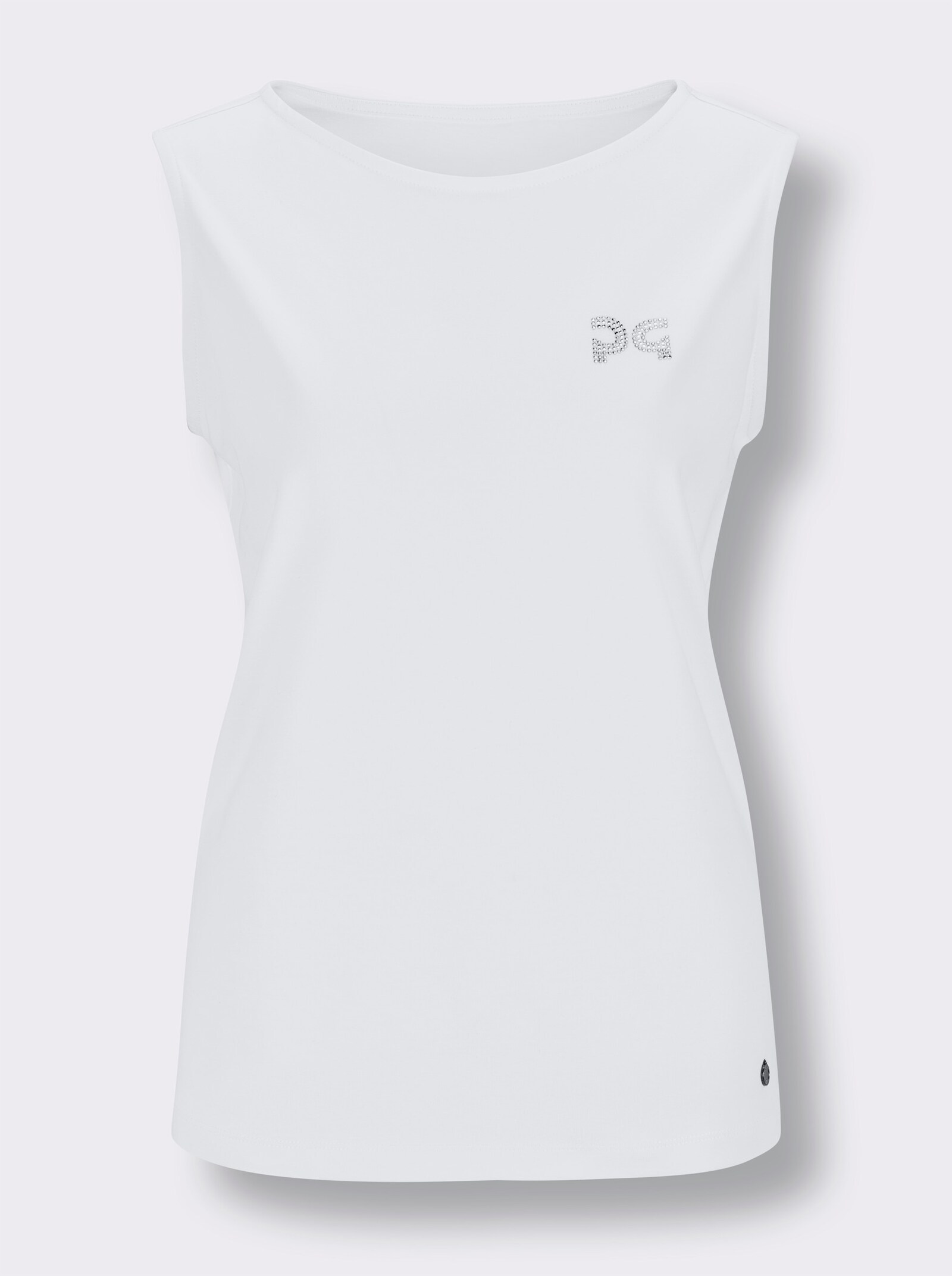 CREATION L PREMIUM Shirttop mit Glitzersteinchen - weiß