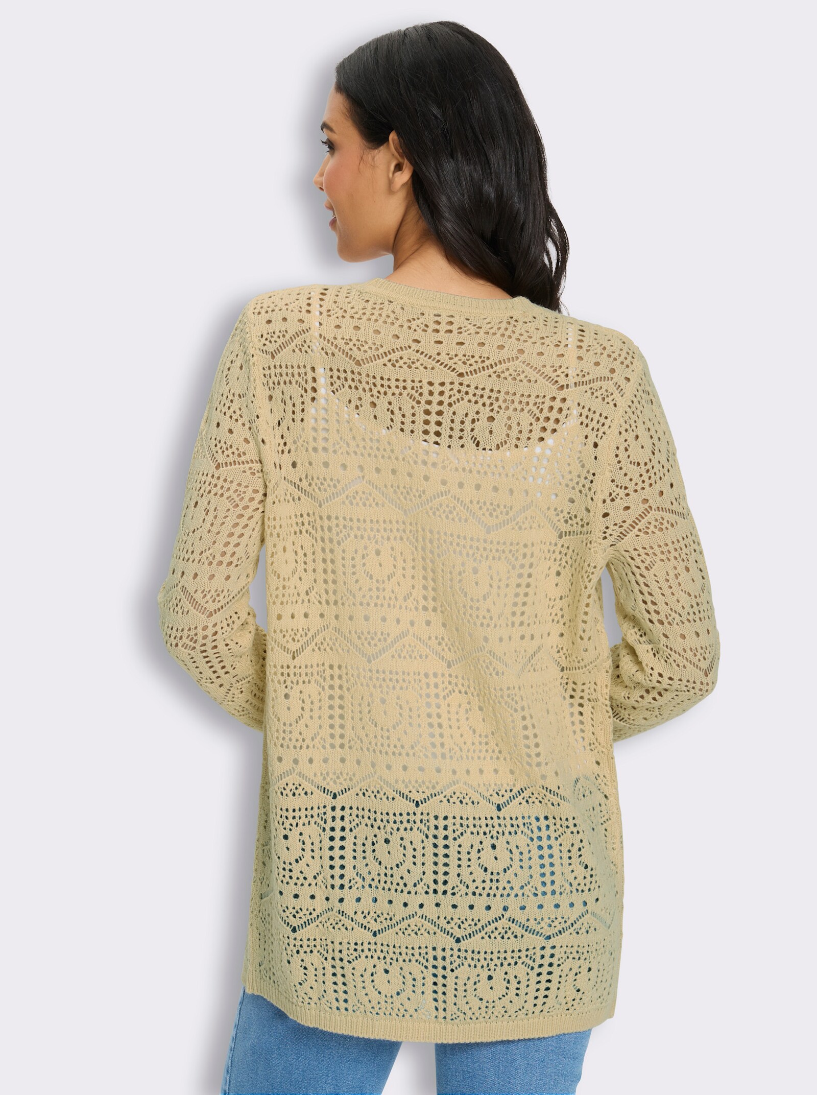 Cardigan in Ajour-Strickmuster - sand