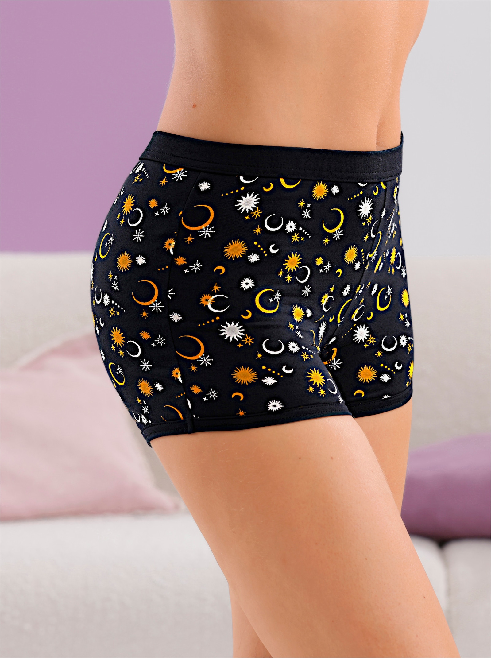 wäschepur Panty mit Sternen-Druck - schwarz-bedruckt