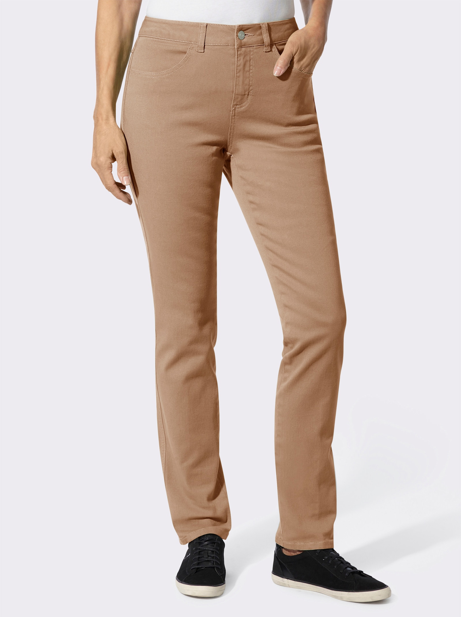 Skinny jeans van twill - camel
