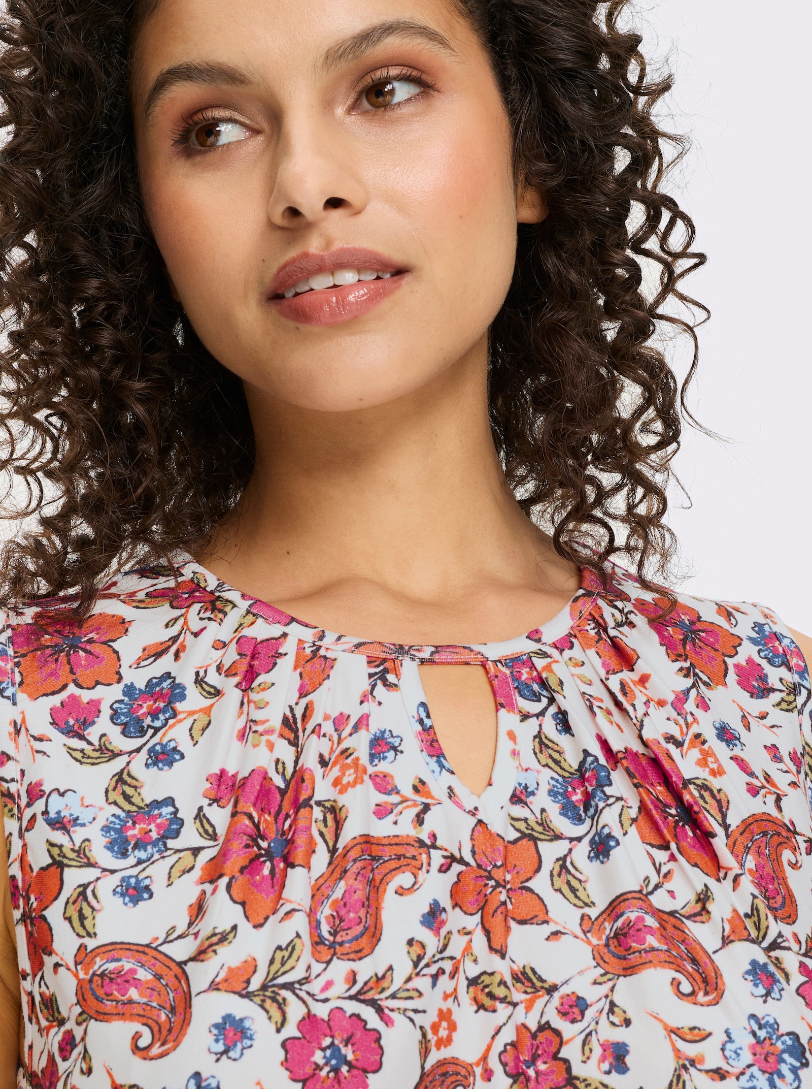 heine Shirttop mit Blütendruck - ecru-fuchsia-bedruckt