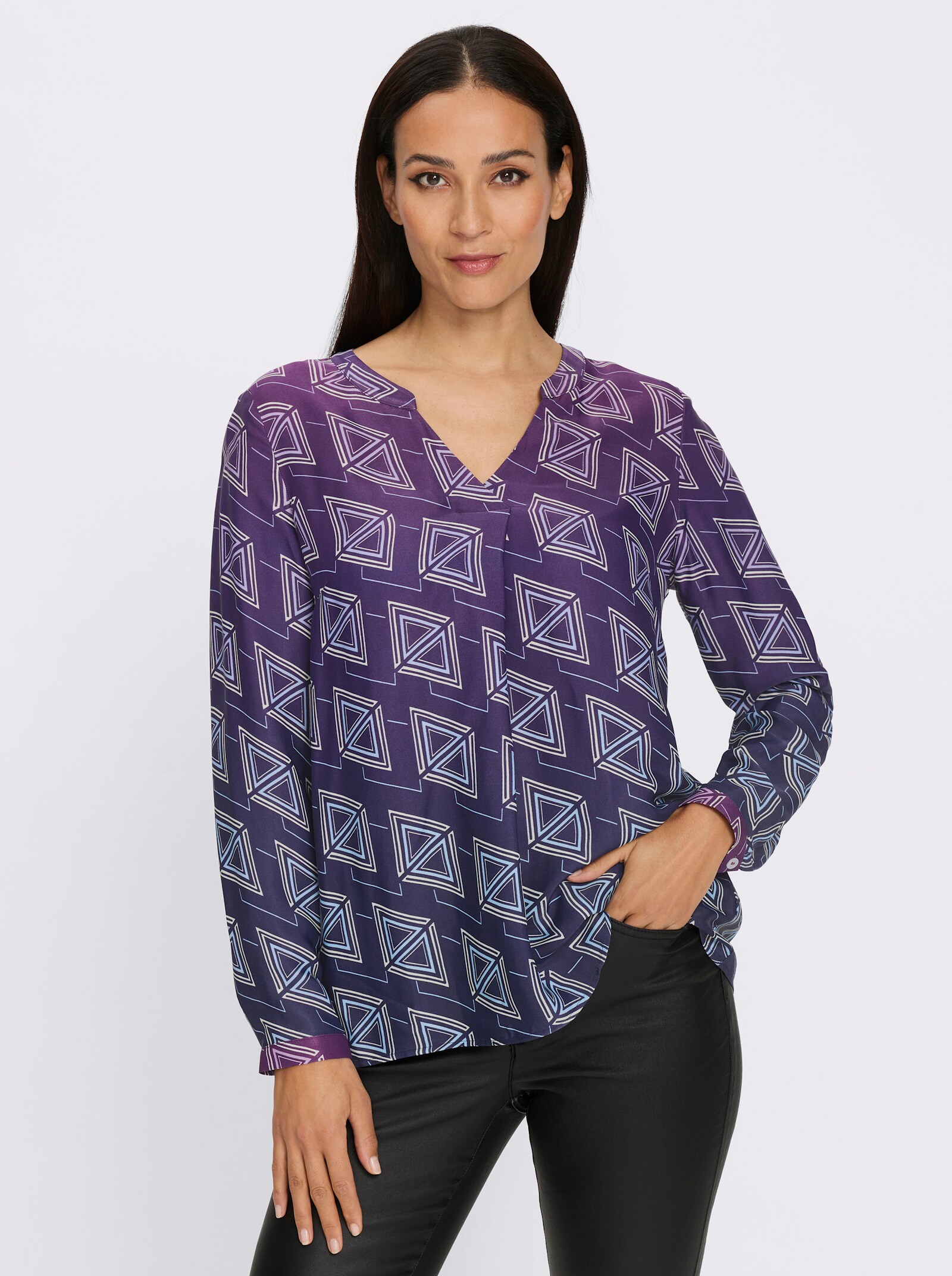 heine Druckbluse mit Farbverlauf - marine-traube-bedruckt